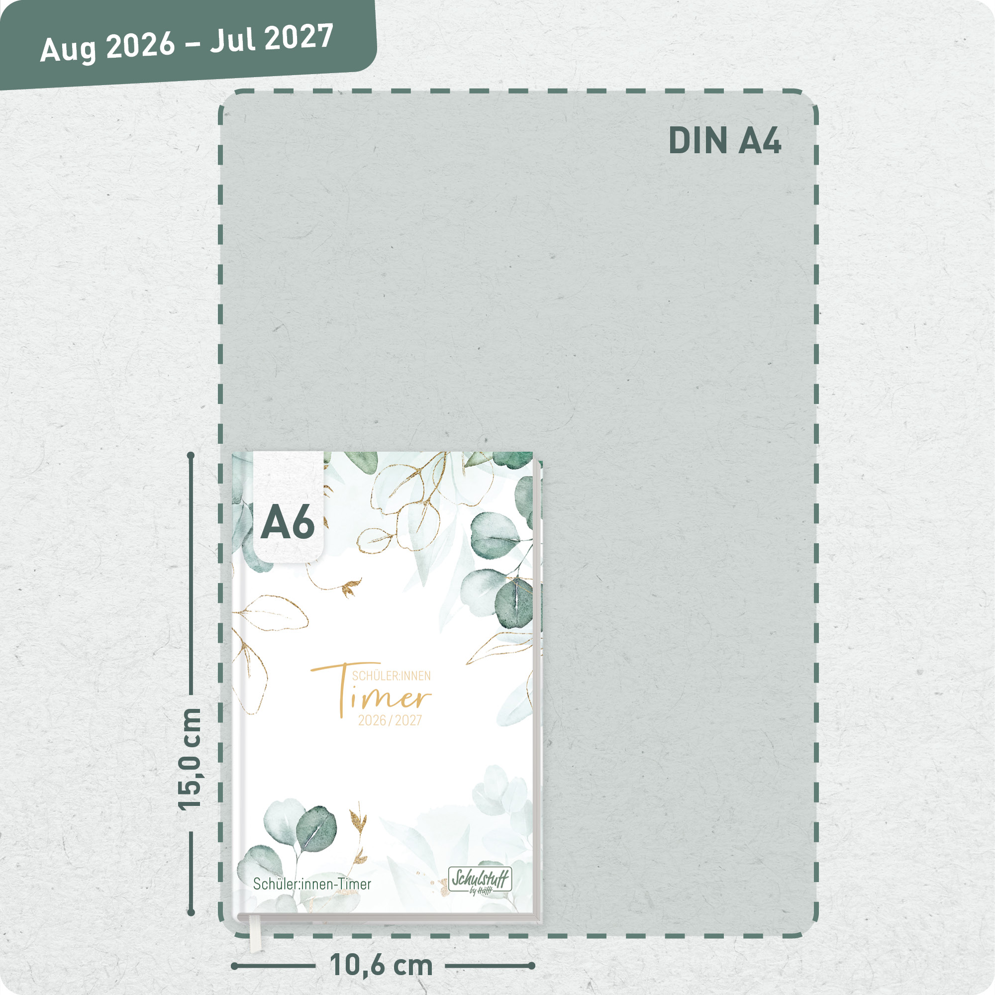 Artikelbild 3 des Artikels “Schulstuff Schüler:innen-Timer A6 2026/2027 [Mint Blattgold] “