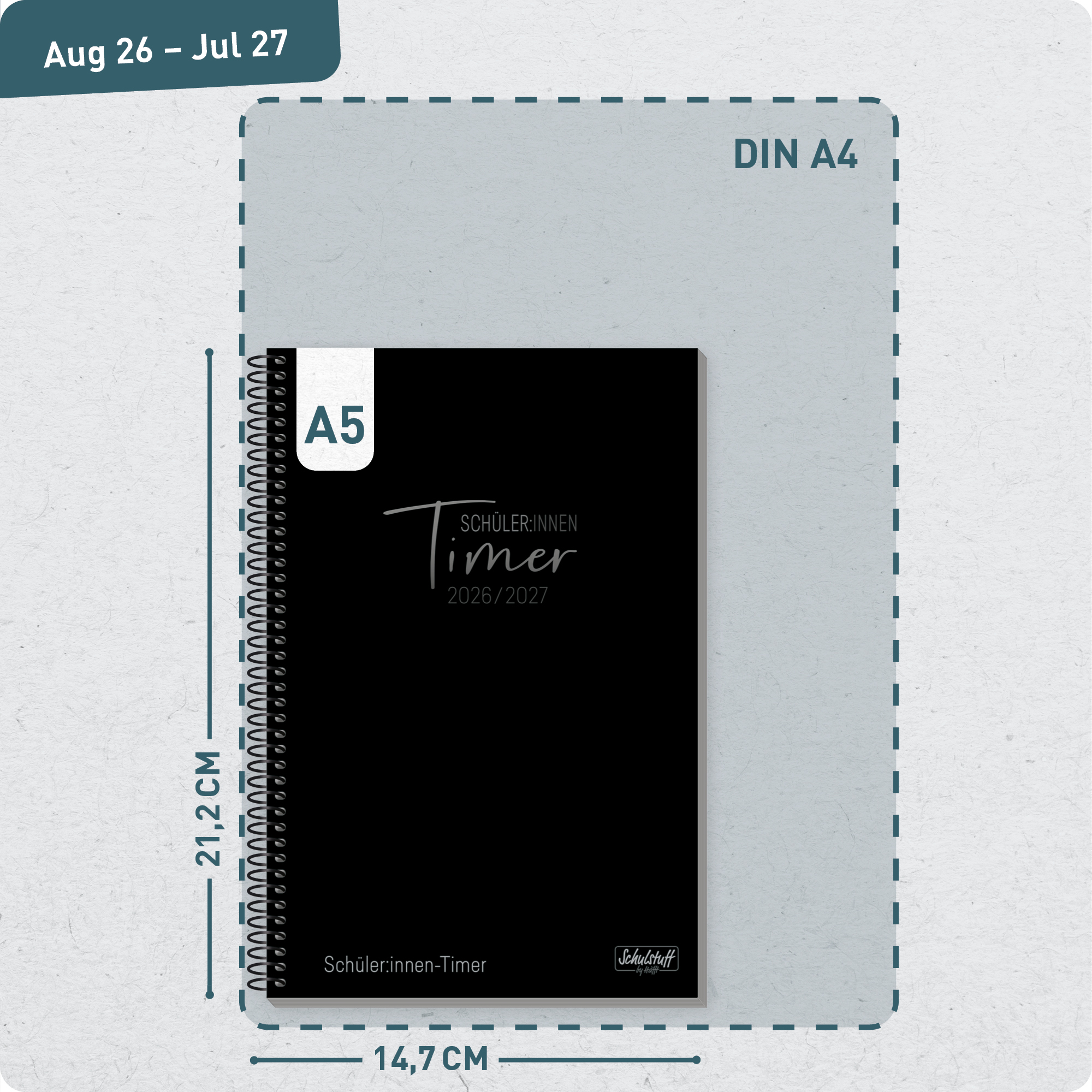 Artikelbild 3 des Artikels “Schulstuff Schüler:innen-Timer mit Spiralbindung A5 2026/2027 [Black Edition] “