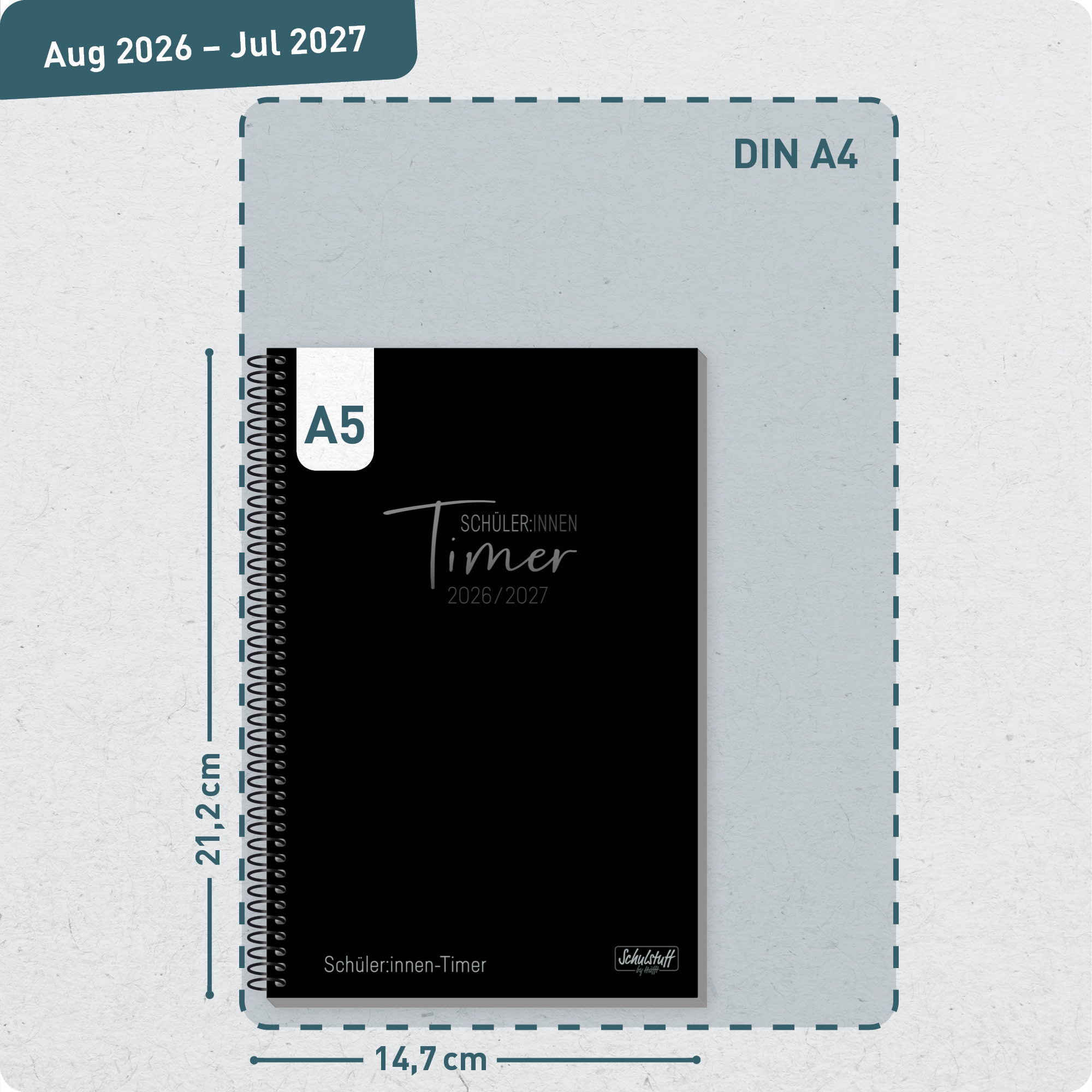 Artikelbild 3 des Artikels “Schulstuff Schüler:innen-Timer mit Spiralbindung A5 2026/2027 [Black Edition] “