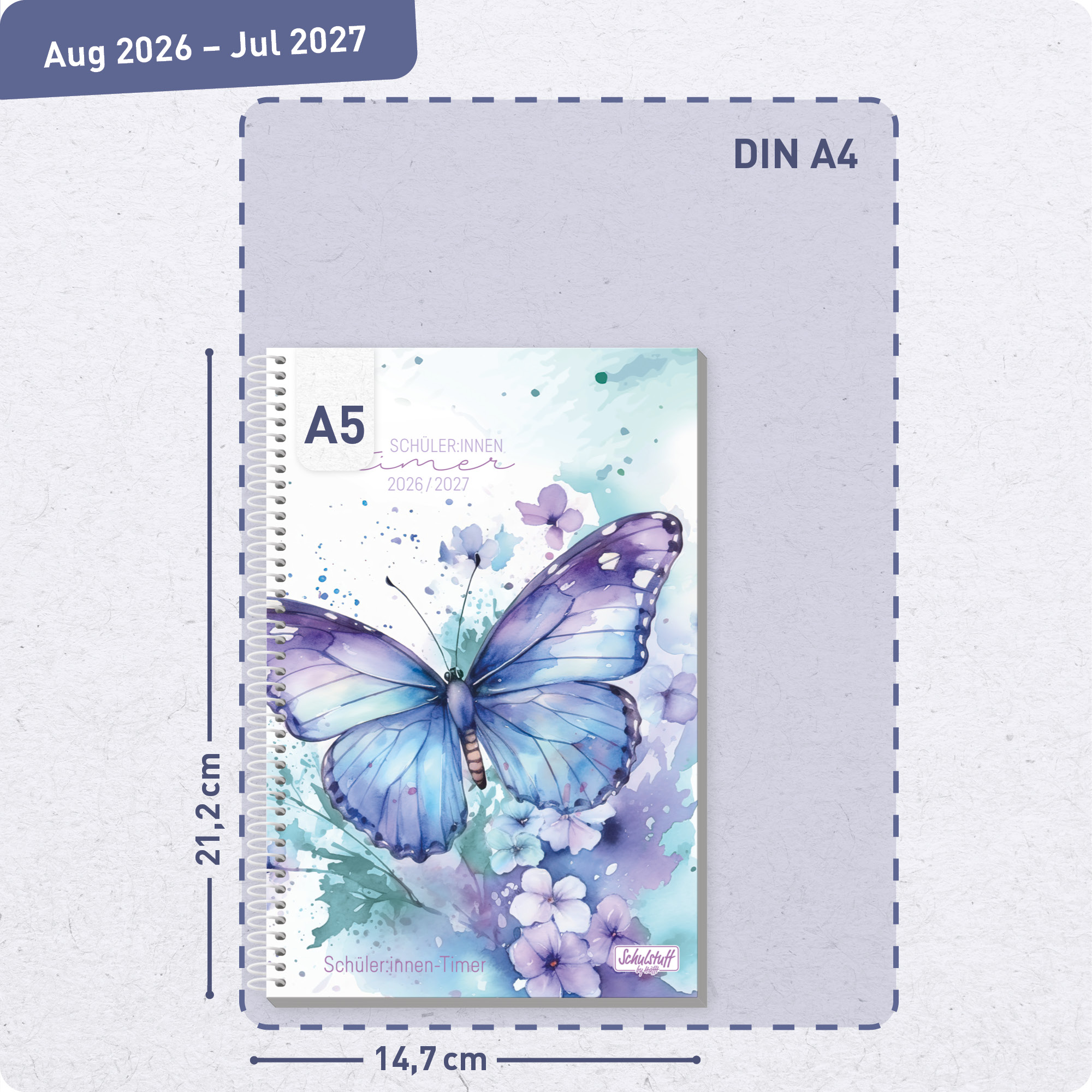 Artikelbild 3 des Artikels “Schulstuff Schüler:innen-Timer mit Spiralbindung A5 2026/2027 [Butterfly] “