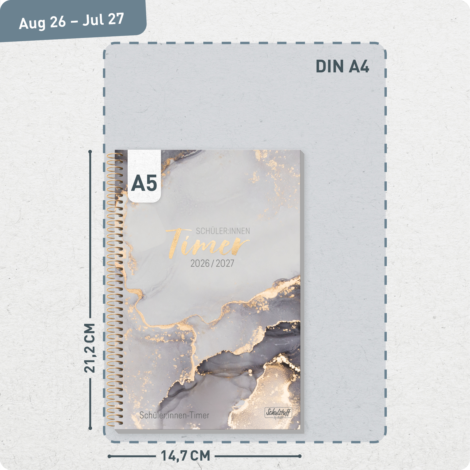 Artikelbild 3 des Artikels “Schulstuff Schüler:innen-Timer A5 2026/2027 [Grey Marble] “
