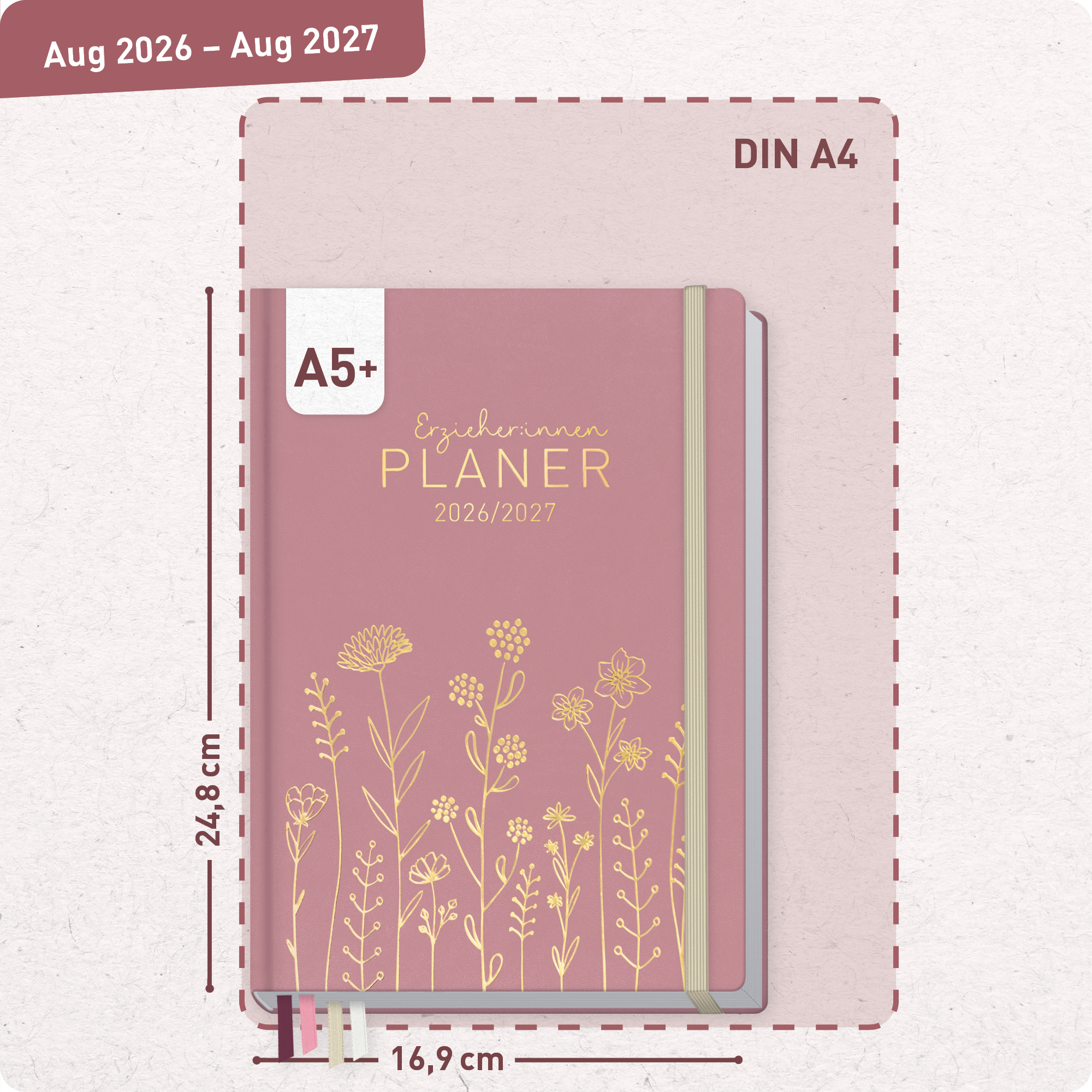 Artikelbild 3 des Artikels “Erzieher-Planer A5+ 2026/2027 [Fine Flowers rosé] “
