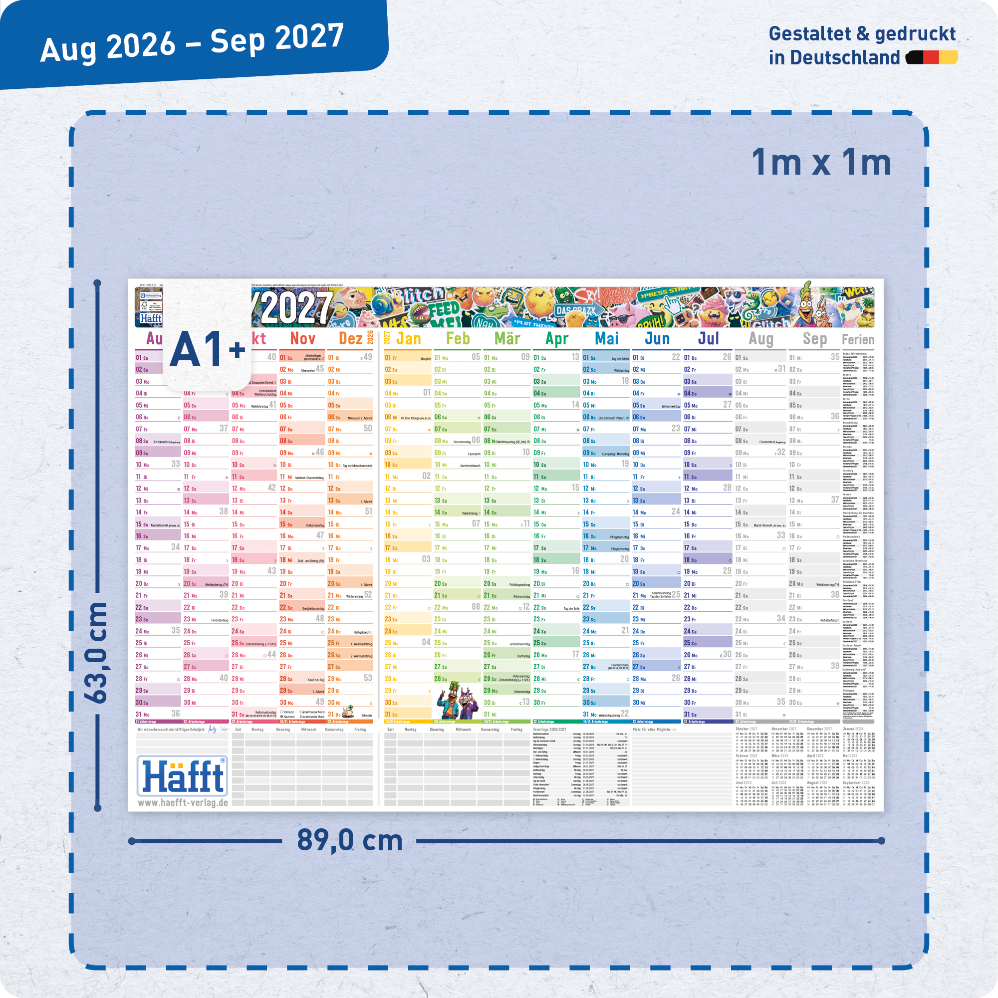 Artikelbild 3 des Artikels “Wandkalender Schuljahr 2026/2027 A1 + [Brot & Schwein] “