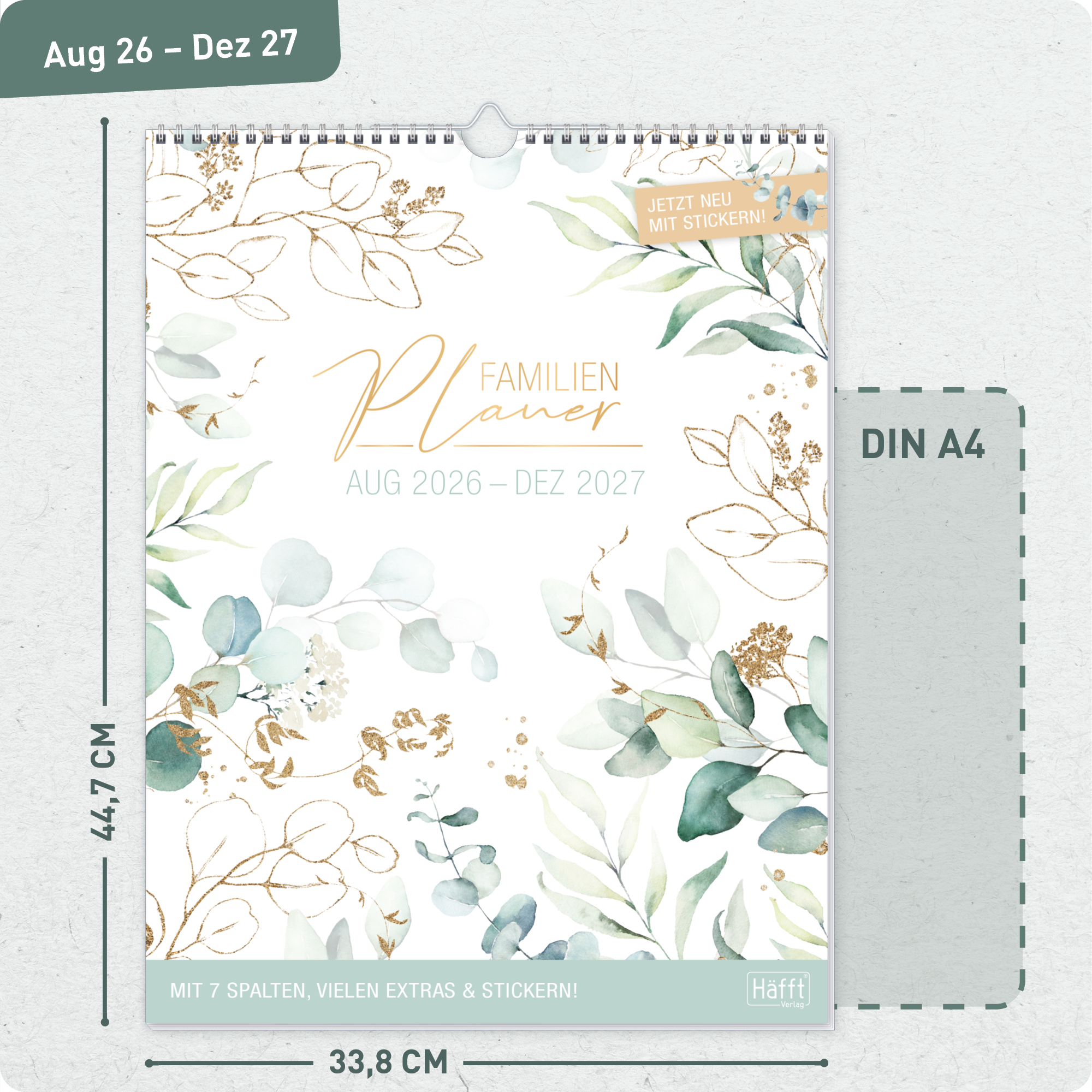 Artikelbild 3 des Artikels “Familienplaner XXL 2026/2027 Wandkalender mit 7 Spalten [Blattgold] “