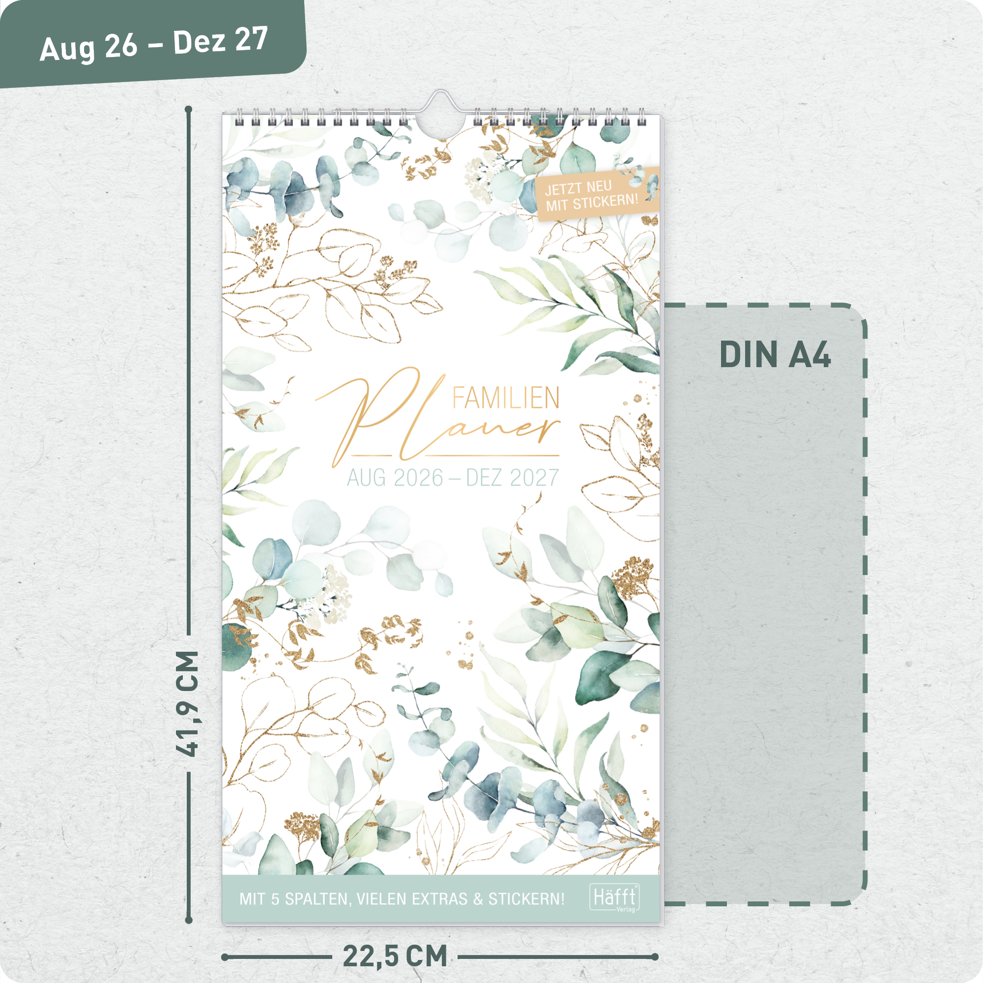 Artikelbild 3 des Artikels “Familienplaner 2026/2027 Wandkalender mit 5 Spalten [Blattgold] “