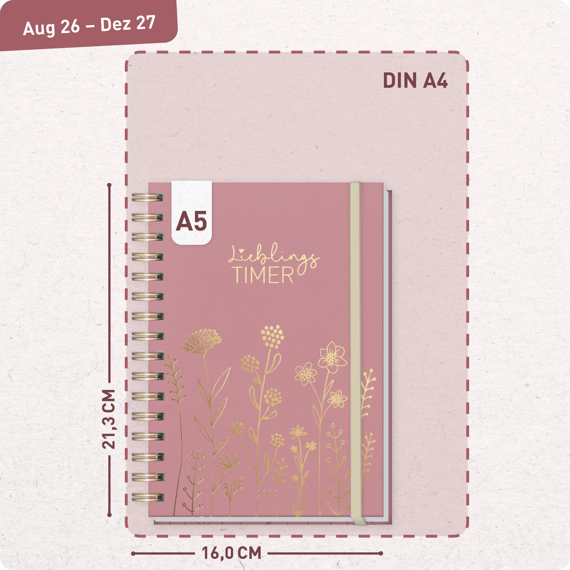 Artikelbild 3 des Artikels “Lieblings-Timer A5 2026/2027 A5 [Fine Flowers rosé] “