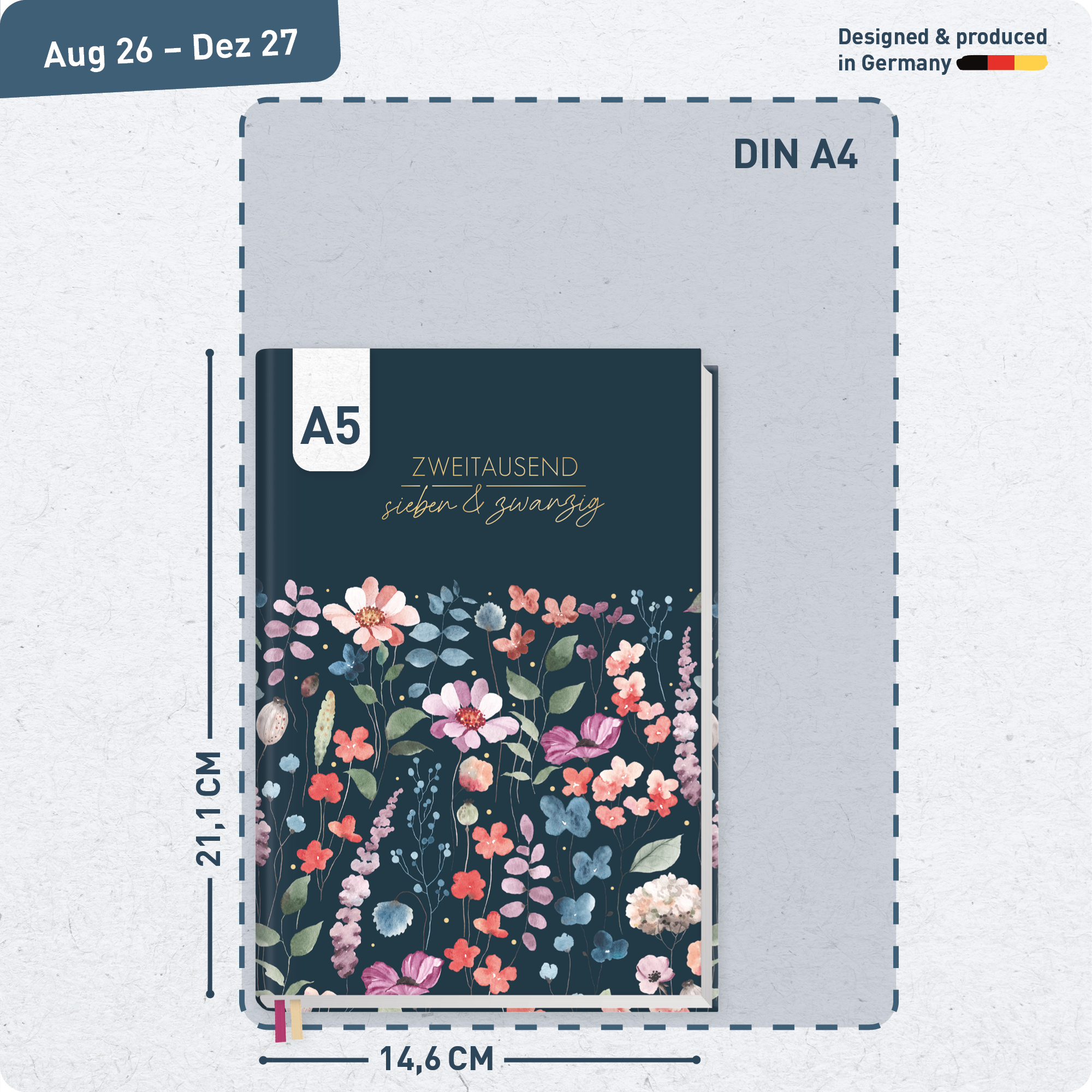 Artikelbild 3 des Artikels “Chäff-Timer A5 2026/2027 [Flower Inspiration blue] “