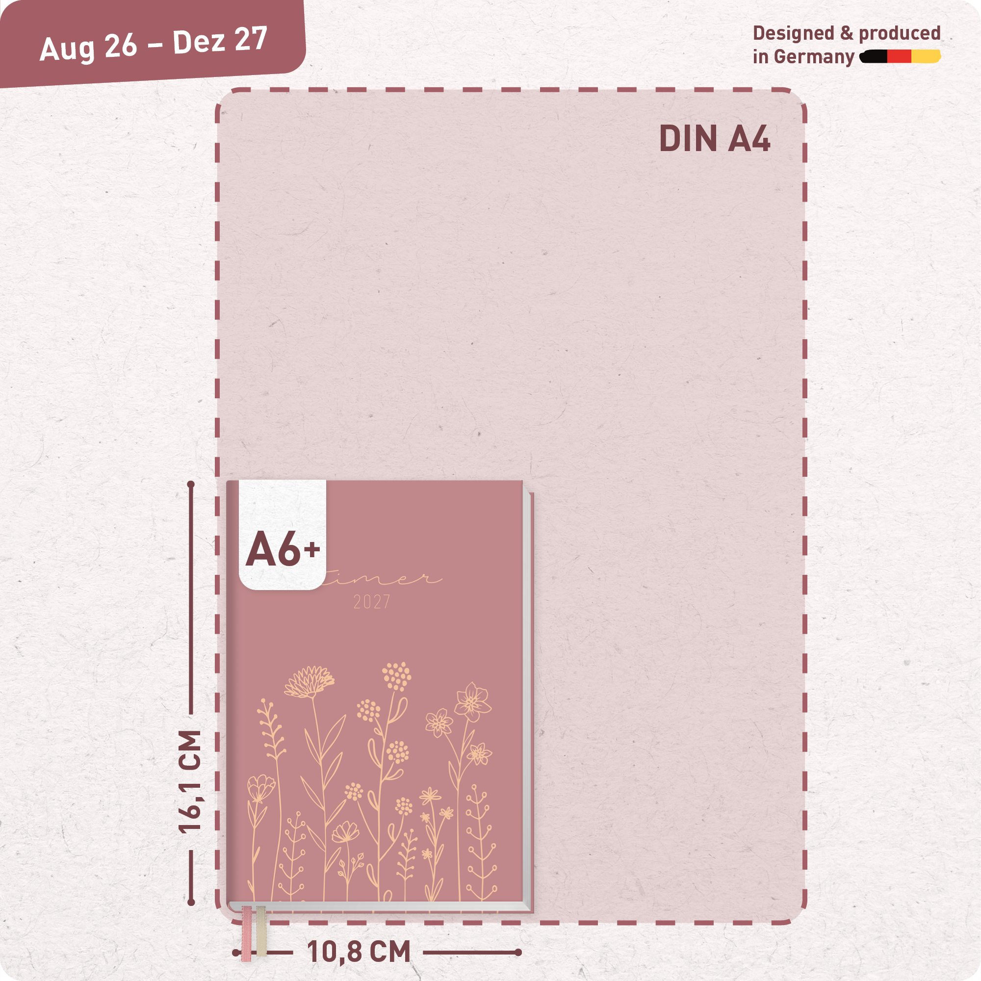 Artikelbild 3 des Artikels “Chäff-Timer Mini A6+ 2026/2027 [Fine Flowers rosé] “