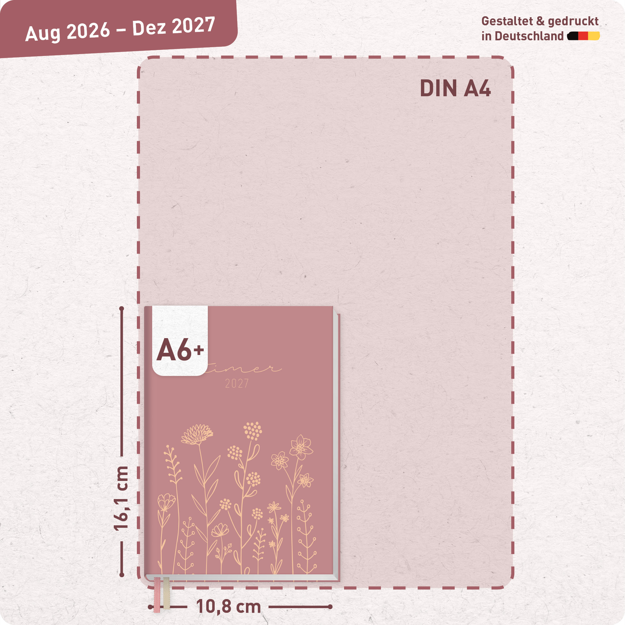 Artikelbild 3 des Artikels “Chäff-Timer Mini A6+ 2026/2027 [Fine Flowers rosé] “