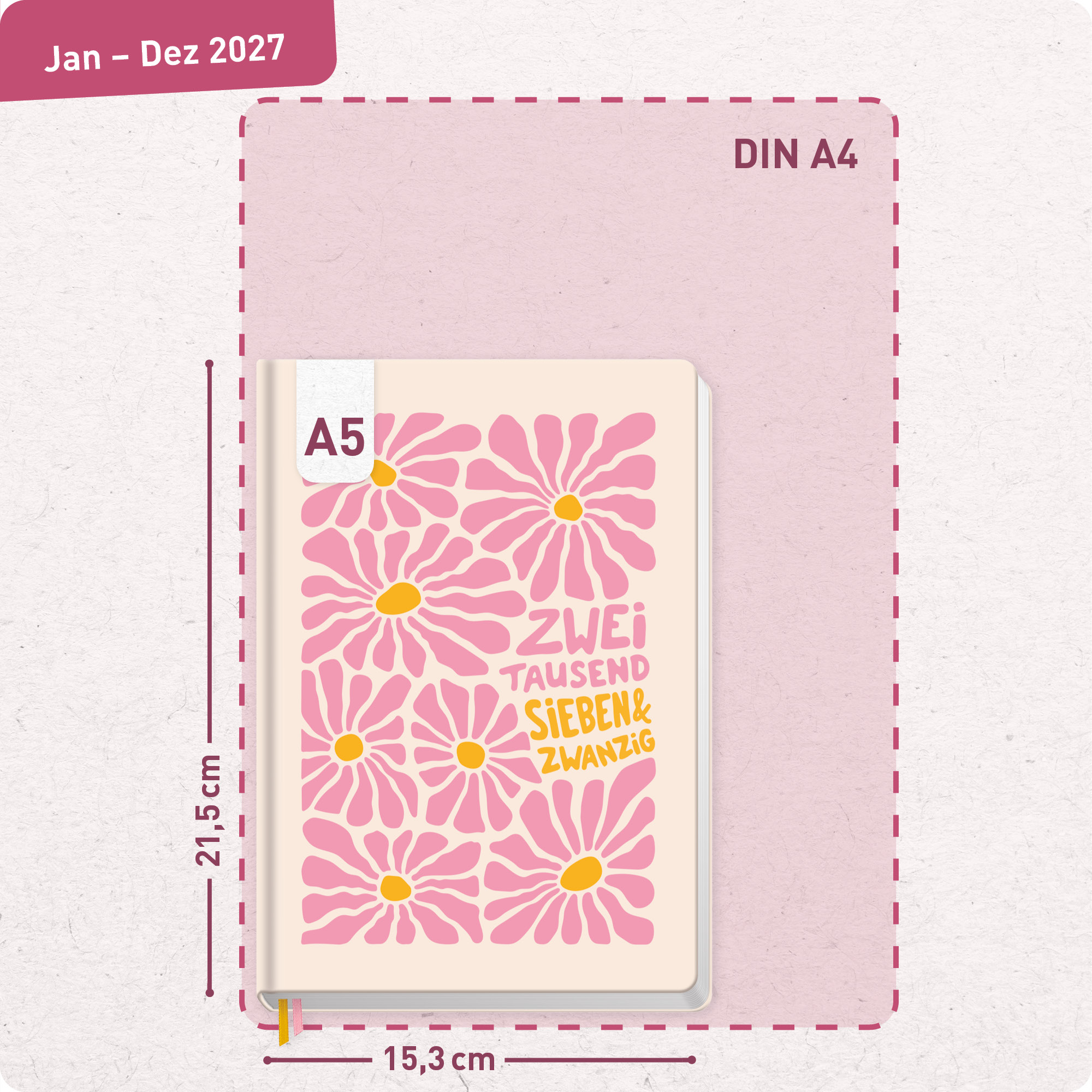 Artikelbild 3 des Artikels “Häfft-Timer A5 2027 [Pink Flowers] “