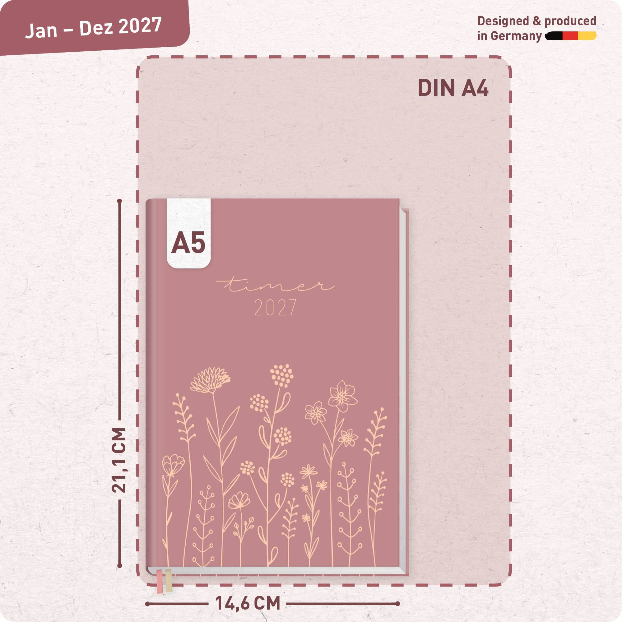 Artikelbild 3 des Artikels “Chäff-Timer Classic A5 2027 [Fine Flowers rosé] “