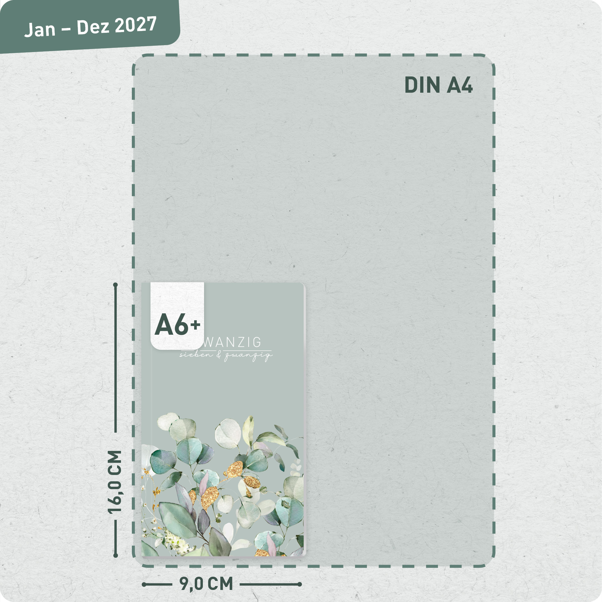 Artikelbild 3 des Artikels “Monatskalender Pocket Slim A6+ 2027 [Minty Leaves] “