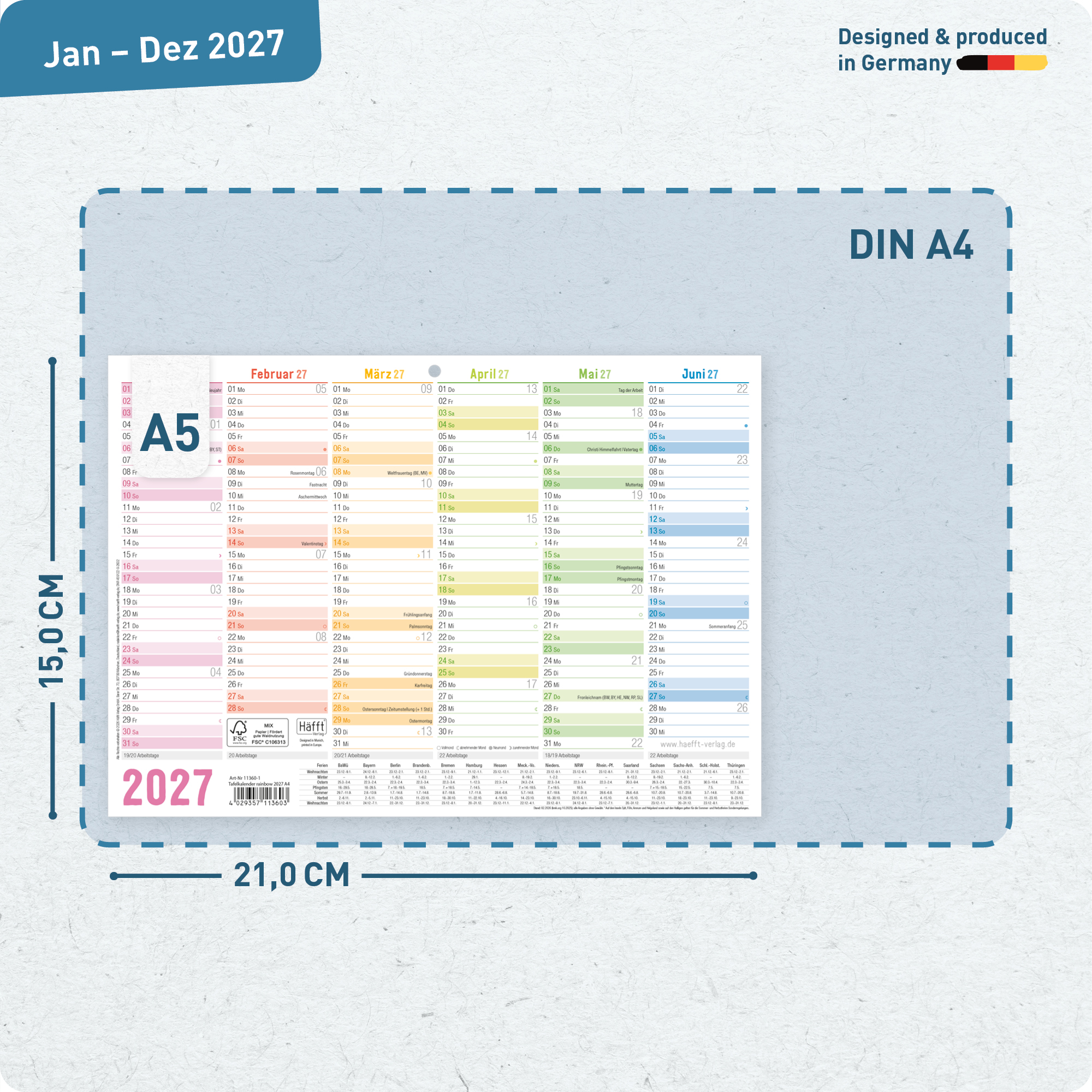 Artikelbild 3 des Artikels “Tafelkalender 2027 A5 [Rainbow] “