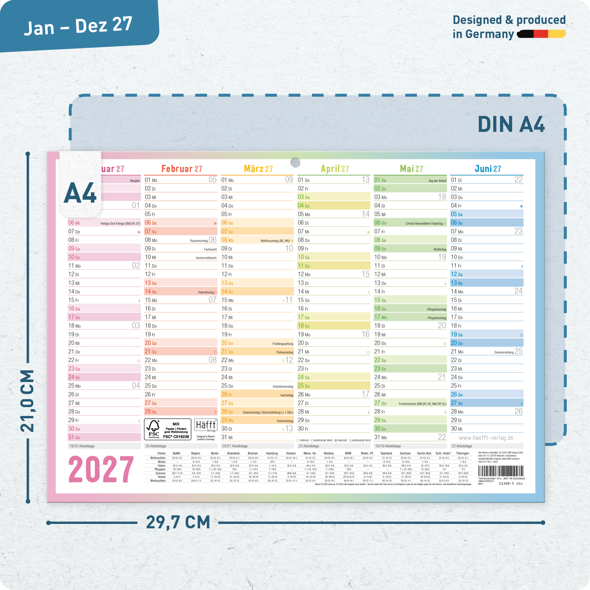 Artikelbild 3 des Artikels “Tafelkalender Premium A4 quer [Rainbow] “