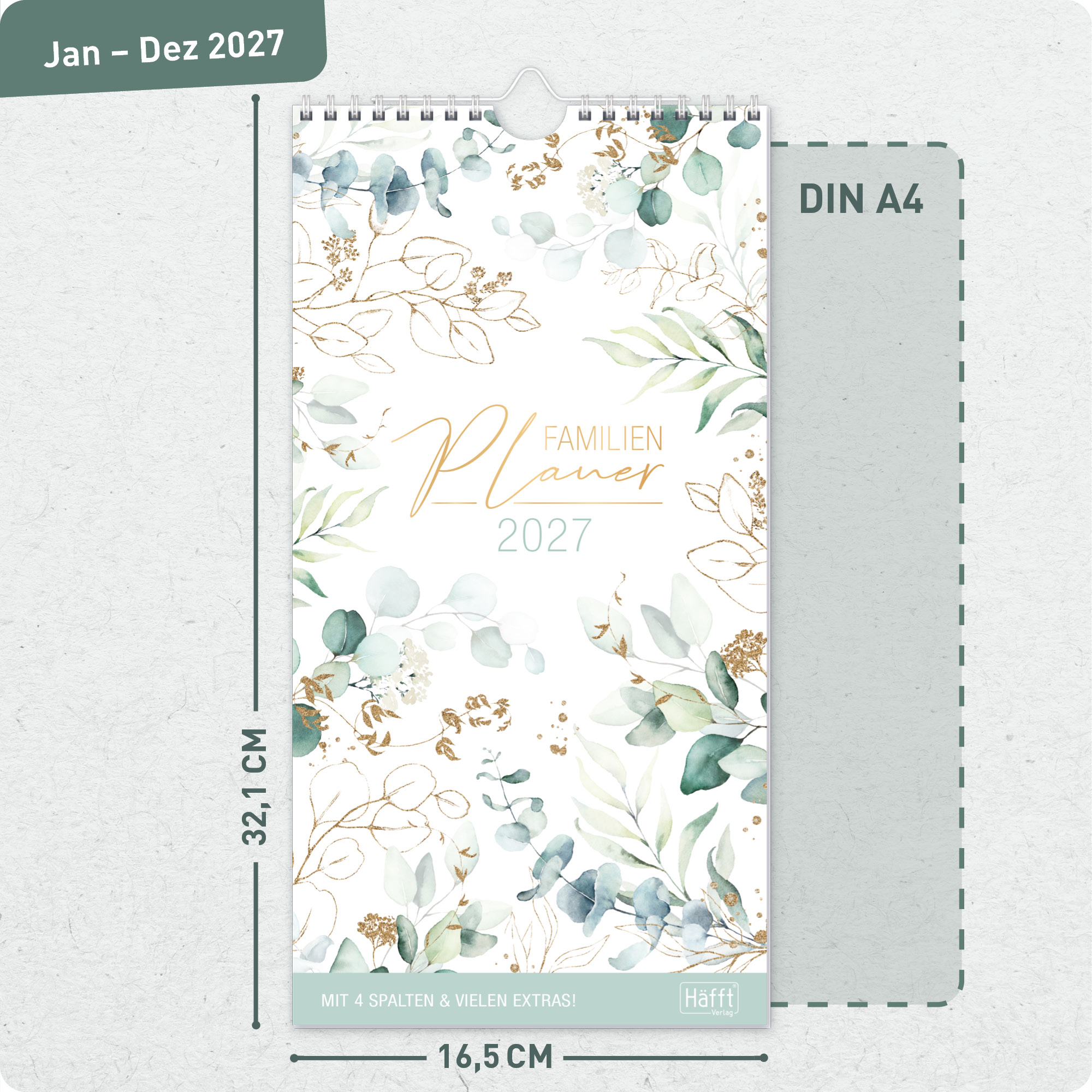 Artikelbild 3 des Artikels “Familienplaner kompakt 2027 Wandkalender mit 4 Spalten [Blattgold] “