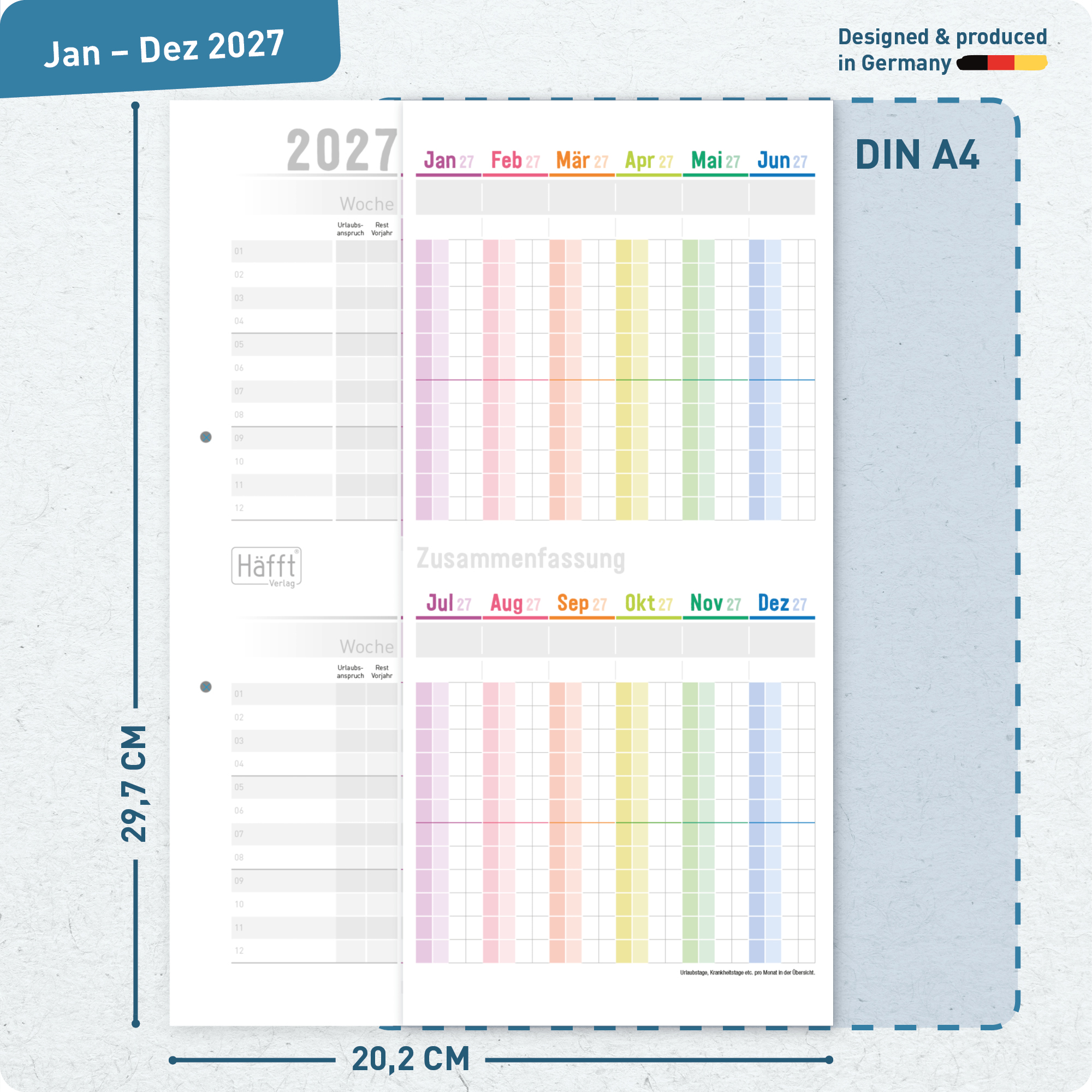Artikelbild 3 des Artikels “Urlaubsplaner / Teamkalender 2027 A4 gefalzt [Rainbow] “