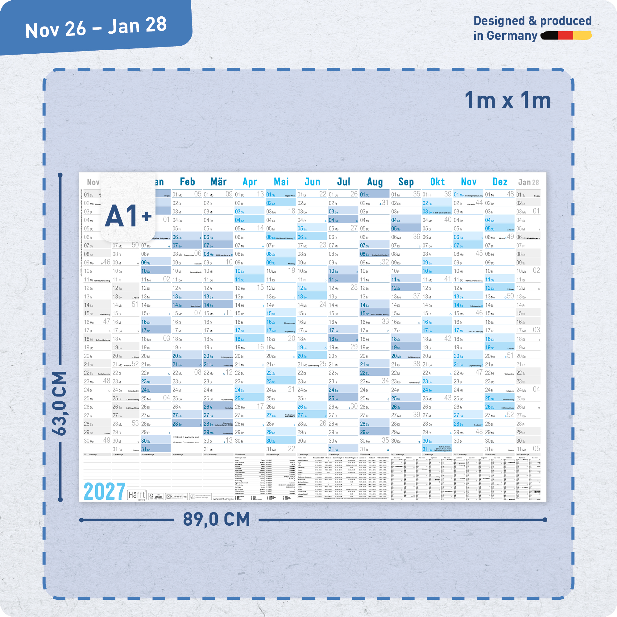 Artikelbild 3 des Artikels “Abwischbarer Wandkalender 2027 A1 + [Blau] “