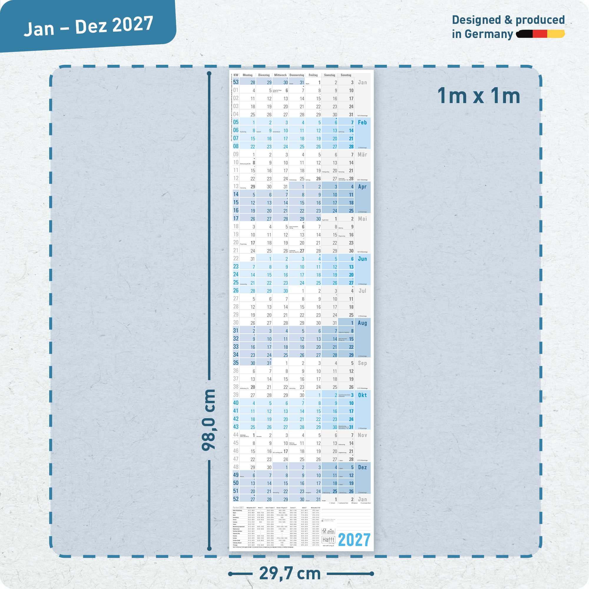 Artikelbild 3 des Artikels “Wandkalender A1+ 2027 Hochformat [blau] “