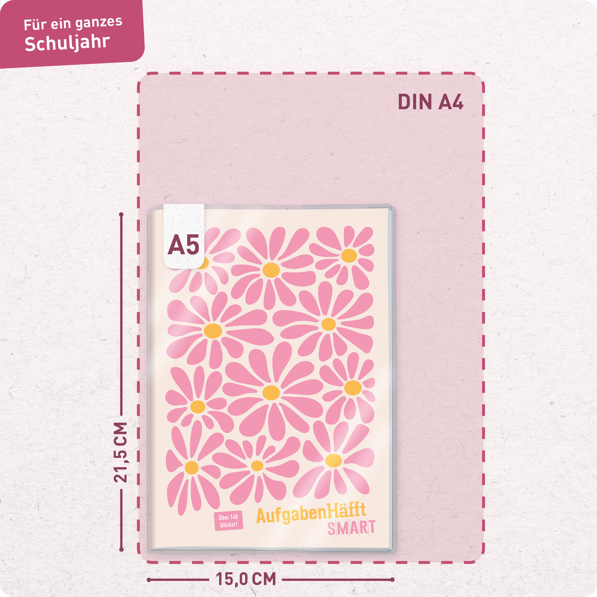 Artikelbild 3 des Artikels “Häfft Smart - Das Aufgabenheft mit Umschlag [Pink Flowers] “