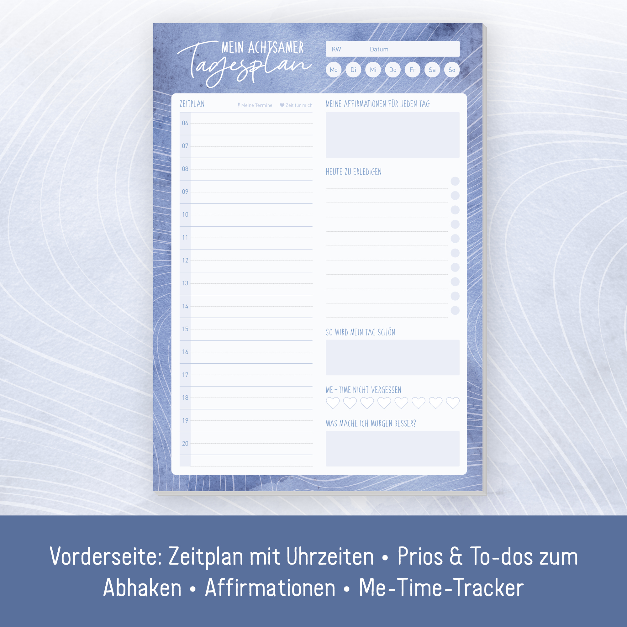 Artikelbild 3 des Artikels “Tagesplaner Achtsamkeit Block A5 [Blue Spirit] “