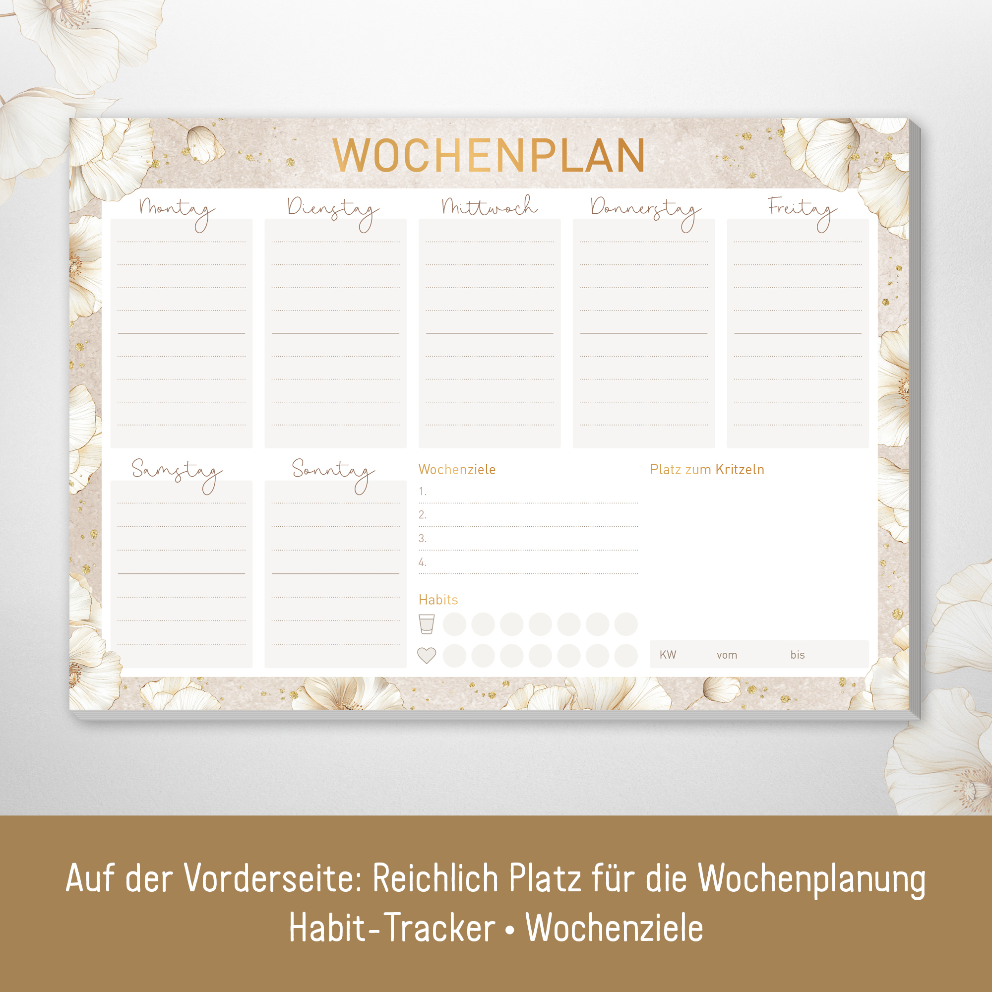 Artikelbild 3 des Artikels “paper&you Block A5 Wochenplan [Golden Blossoms] “