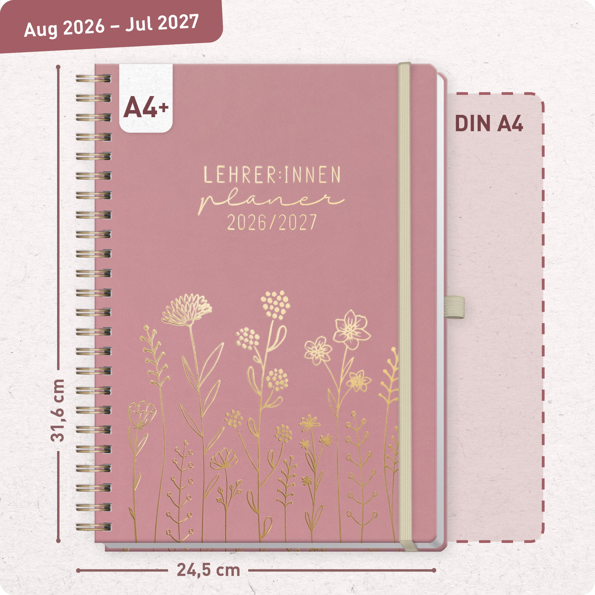 Artikelbild 3 des Artikels “Lehrer-Planer Maxi Deluxe A4+ 26/27 [Fine Flowers rosé] “