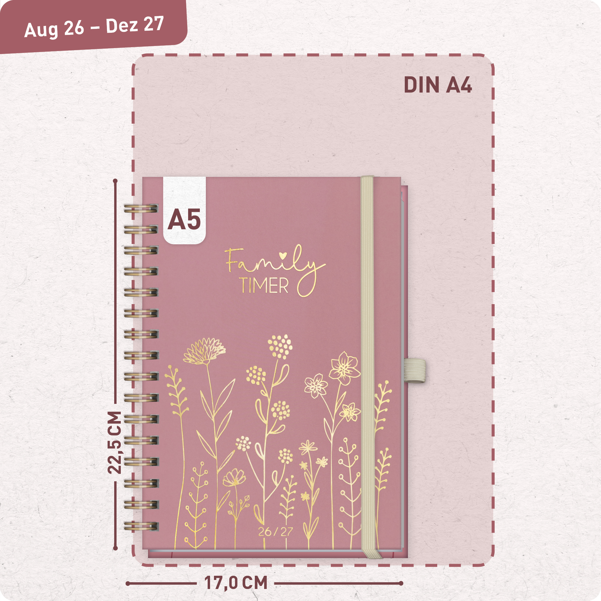 Artikelbild 3 des Artikels “Family-Timer Deluxe A5 2026 2027 [Fine Flowers rosé] “