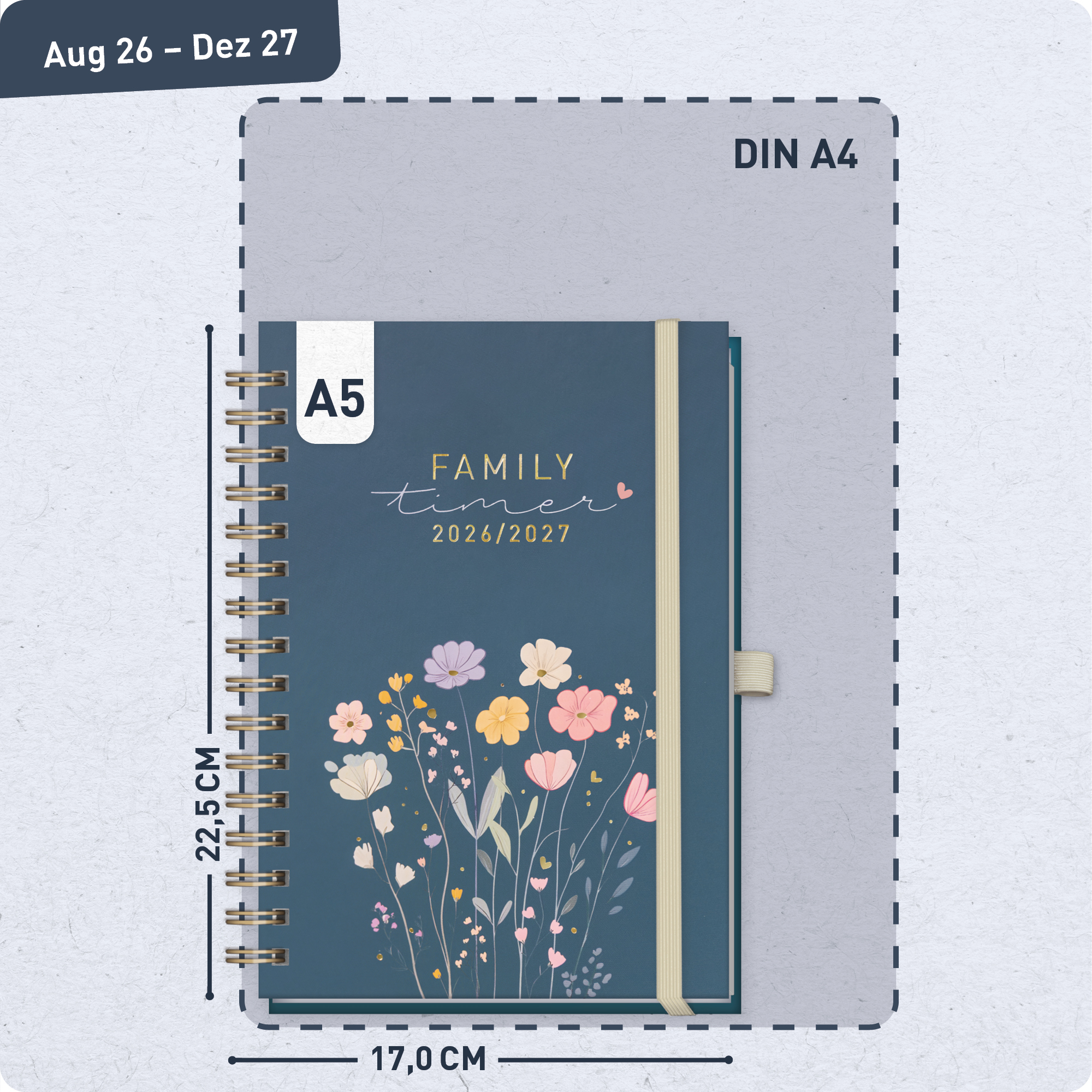 Artikelbild 3 des Artikels “Family-Timer Deluxe A5 2026 2027 [Flower Joy blue] “