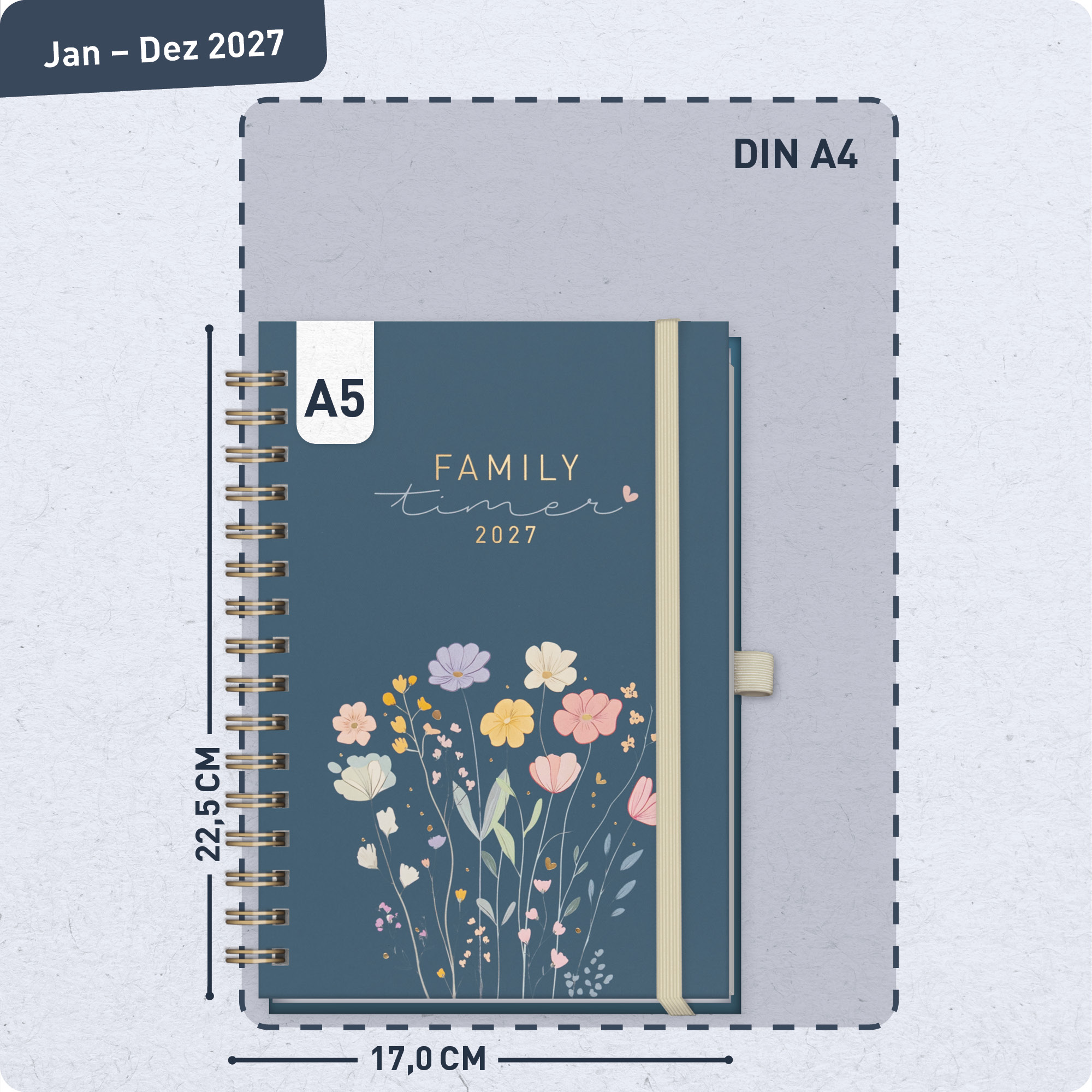 Artikelbild 3 des Artikels “Family-Timer Deluxe A5 2027 [Flower Joy Blue] “