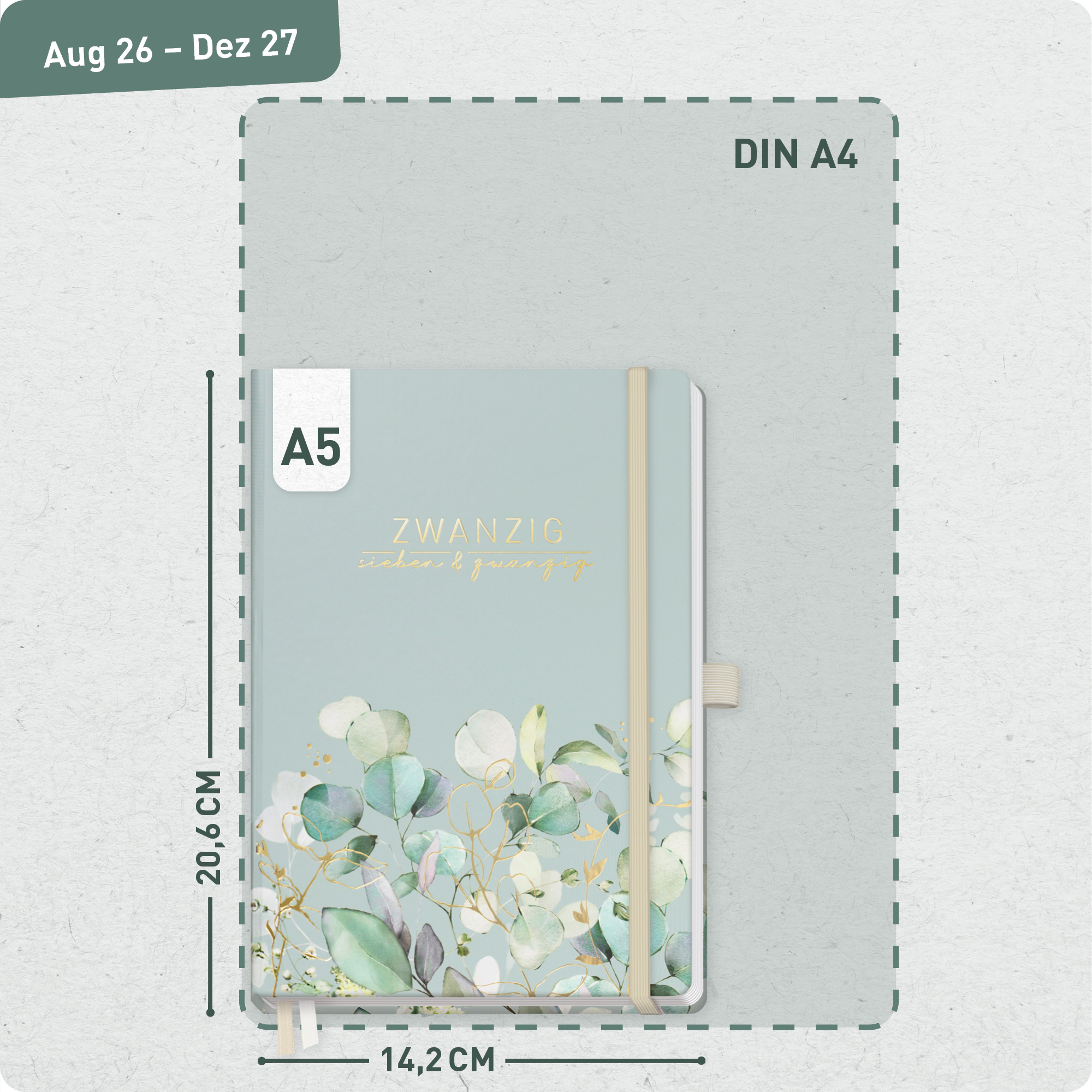 Artikelbild 3 des Artikels “Chäff-Timer Premium A5 Kalender 2026/2027 [Minty Leaves] “