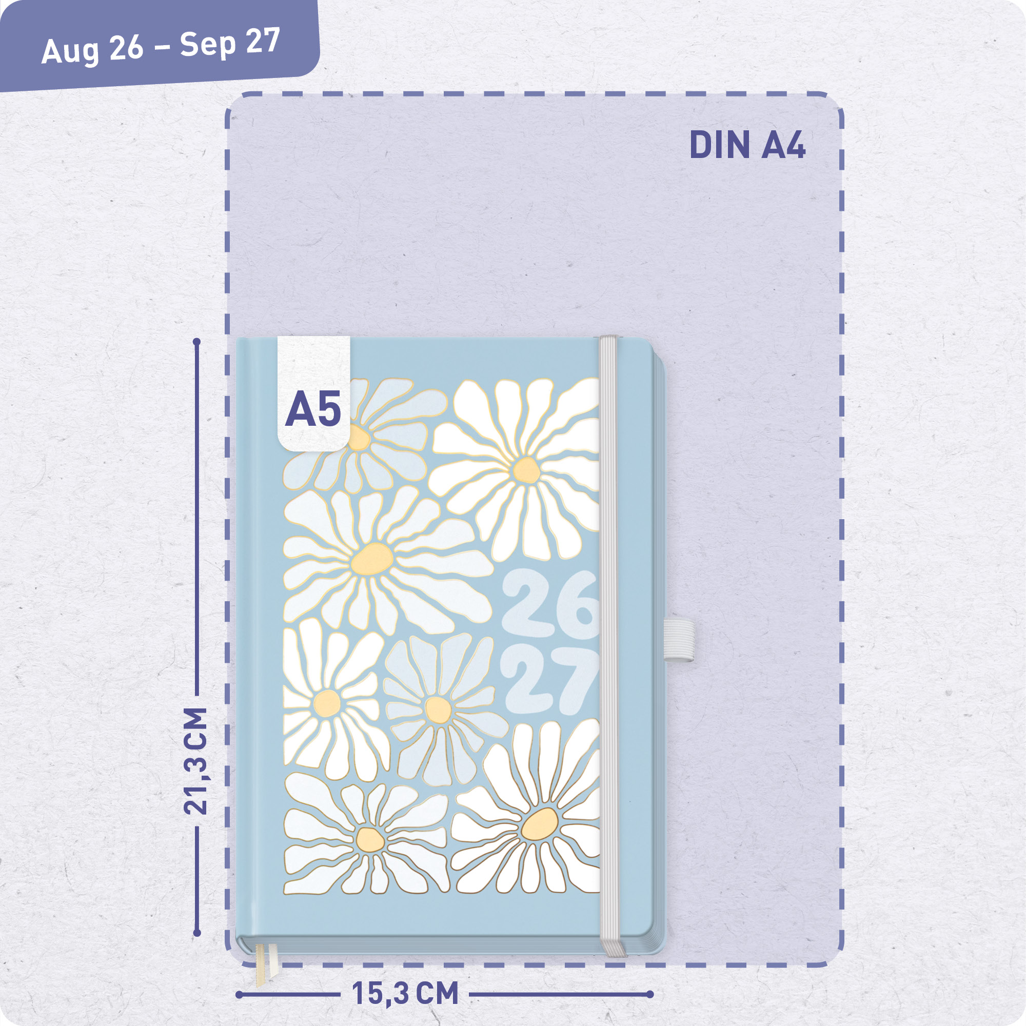 Artikelbild 3 des Artikels “Häfft-Timer Deluxe A5 2026/2027 [Flower Power Blue] “