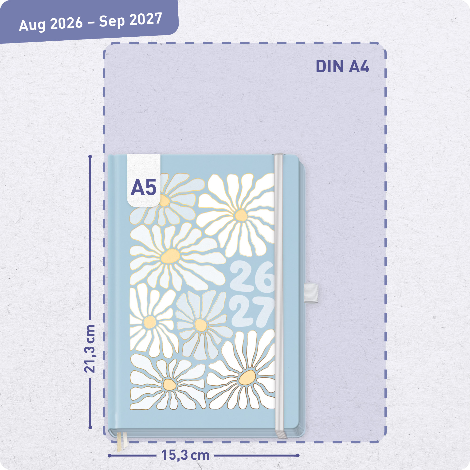 Artikelbild 3 des Artikels “Häfft-Timer Deluxe A5 2026/2027 [Flower Power Blue] “