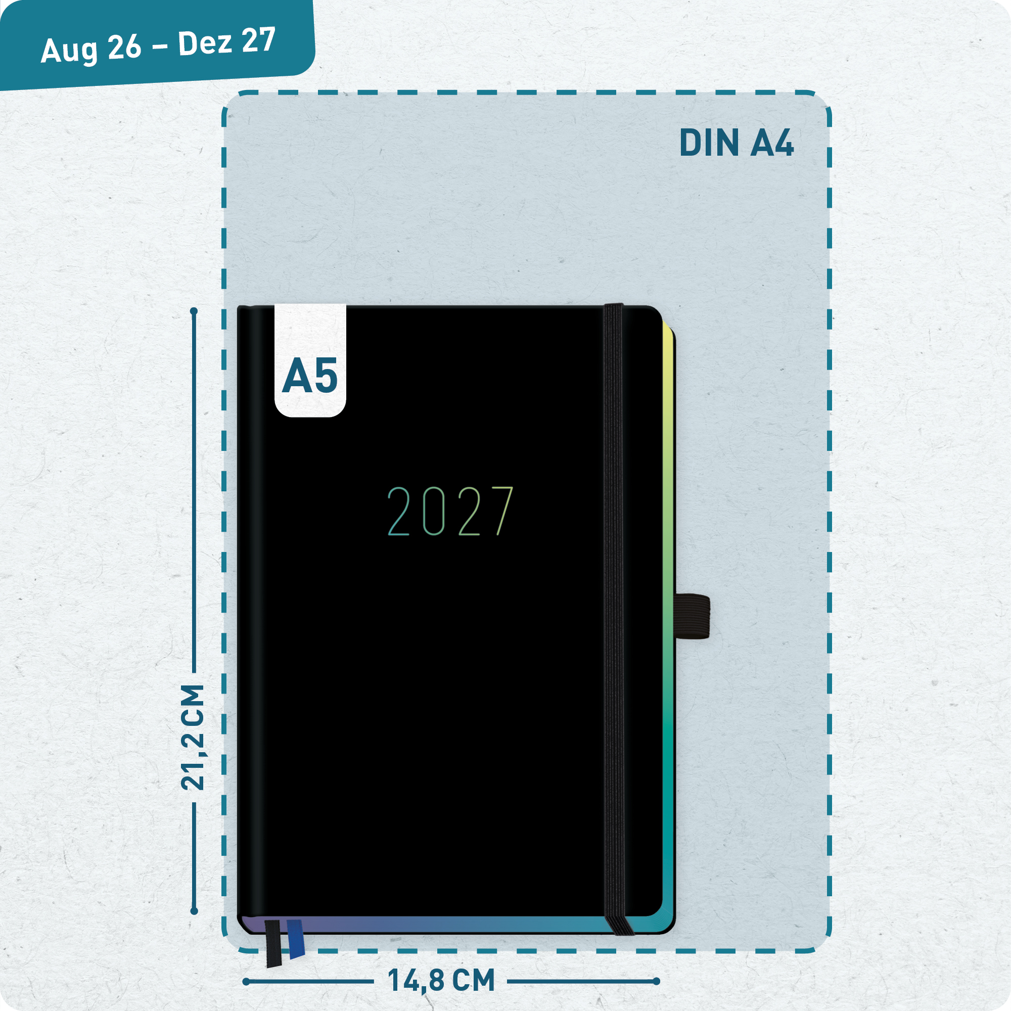 Artikelbild 3 des Artikels “Wochen-Notiz-Kalender 2026/2027 A5 [Black Rainbow] “