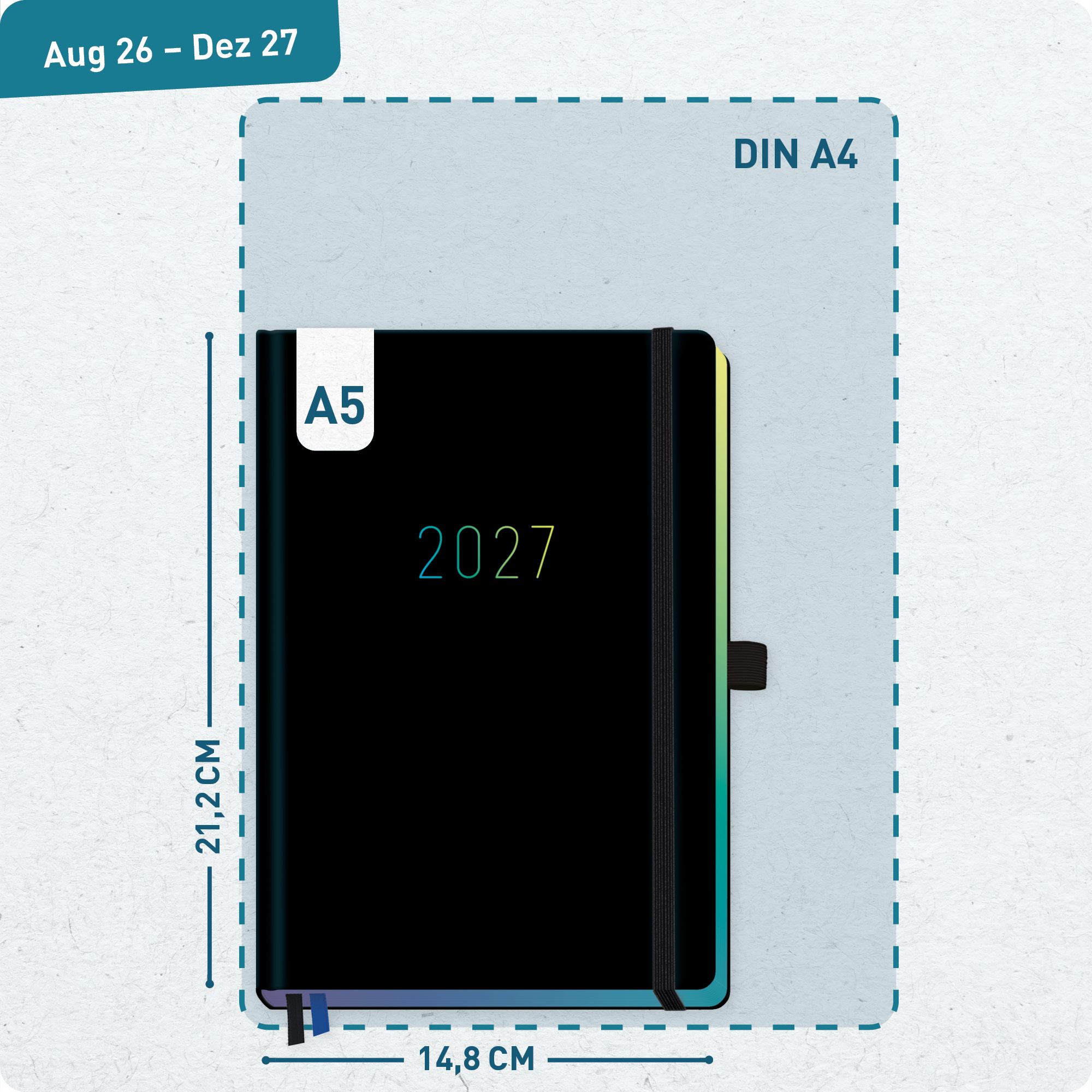 Artikelbild 3 des Artikels “Wochen-Notiz-Kalender 2026/2027 A5 [Black Rainbow] “