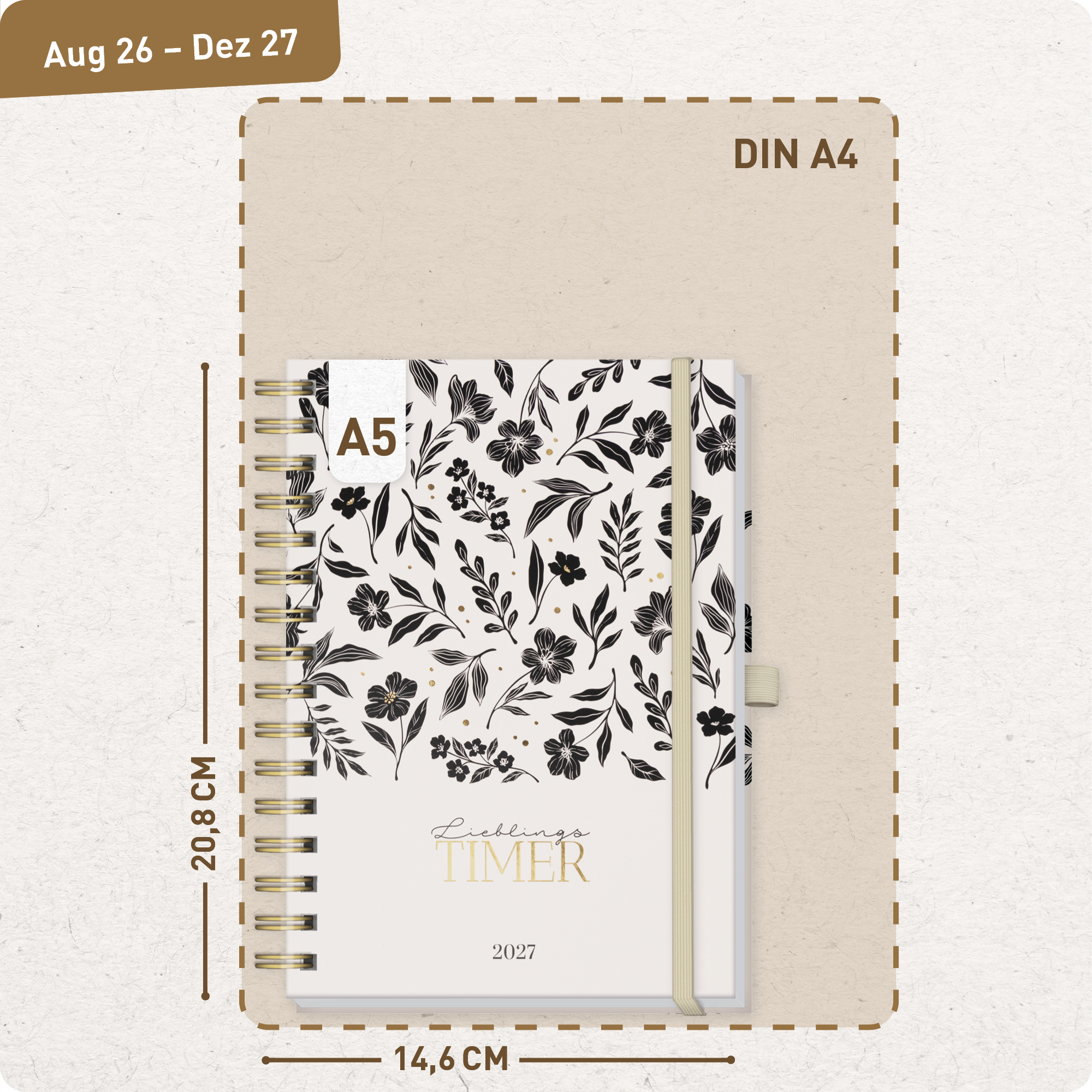 Artikelbild 3 des Artikels “Lieblings-Timer Deluxe A5 2026/2027 [Black Flower] “