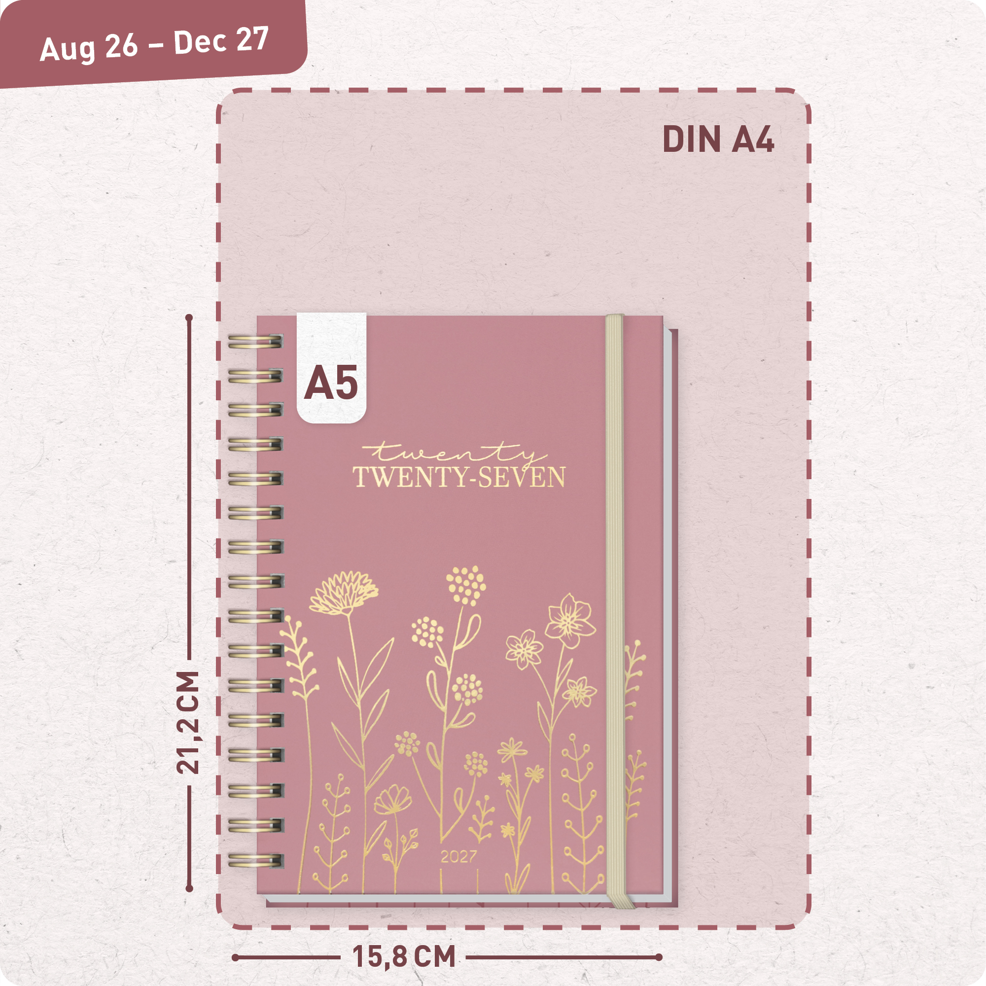 Artikelbild 3 des Artikels “Lieblings-Timer A5 2026/2027 auf Englisch (+ IT/FR/ES) [Fine Flowers rosé] “