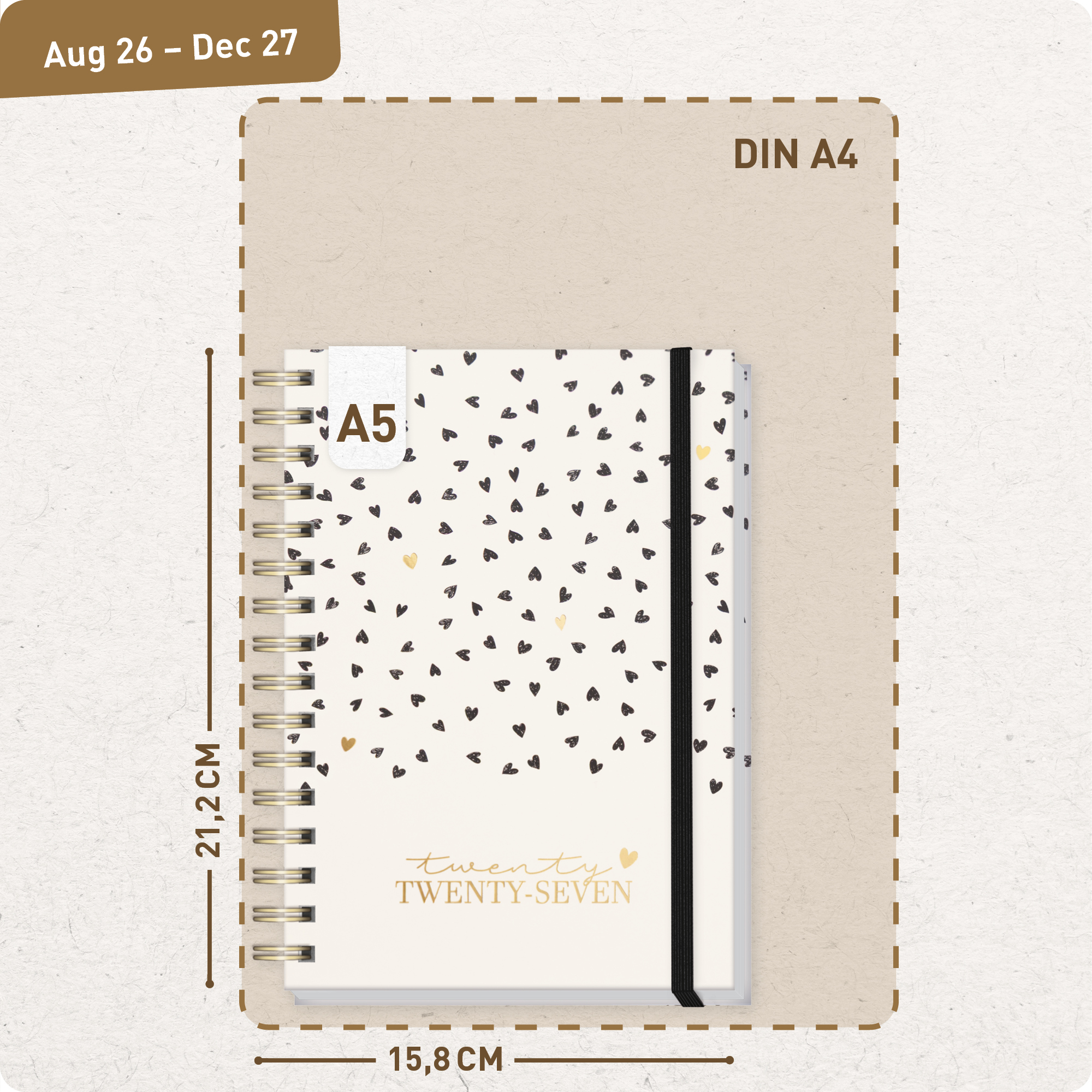 Artikelbild 3 des Artikels “Lieblings-Timer A5 2026/2027 auf Englisch (+ IT/FR/ES) [Golden Hearts] “