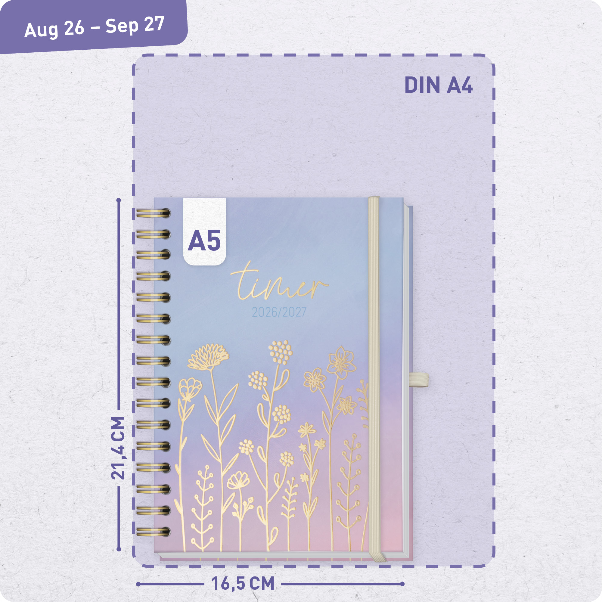 Artikelbild 3 des Artikels “Häfft-Timer Fancy Deluxe A5 2026 2027 [Fine Flowers lila] “