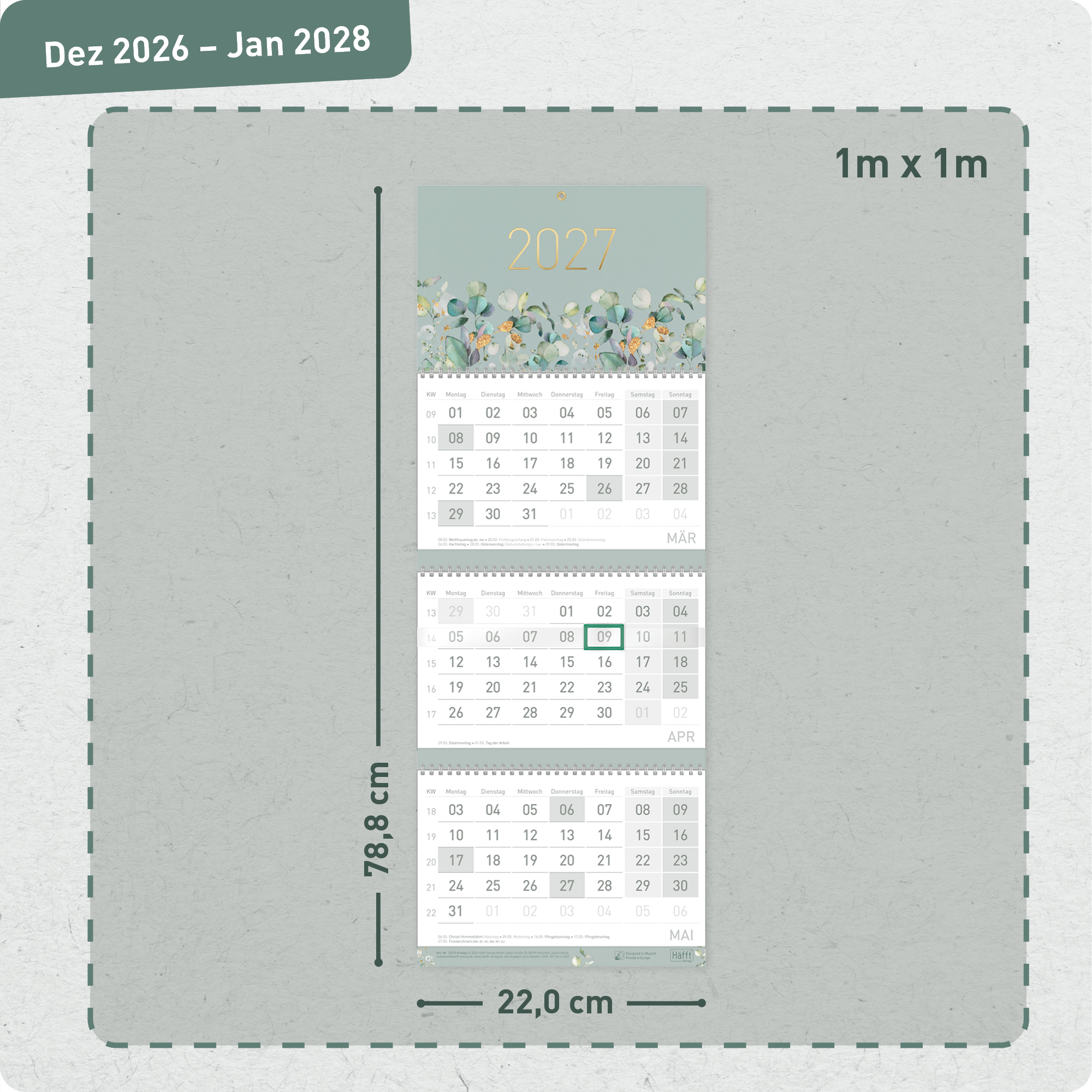 Artikelbild 3 des Artikels “3-Monatskalender 2027 [Minty Leaves] “