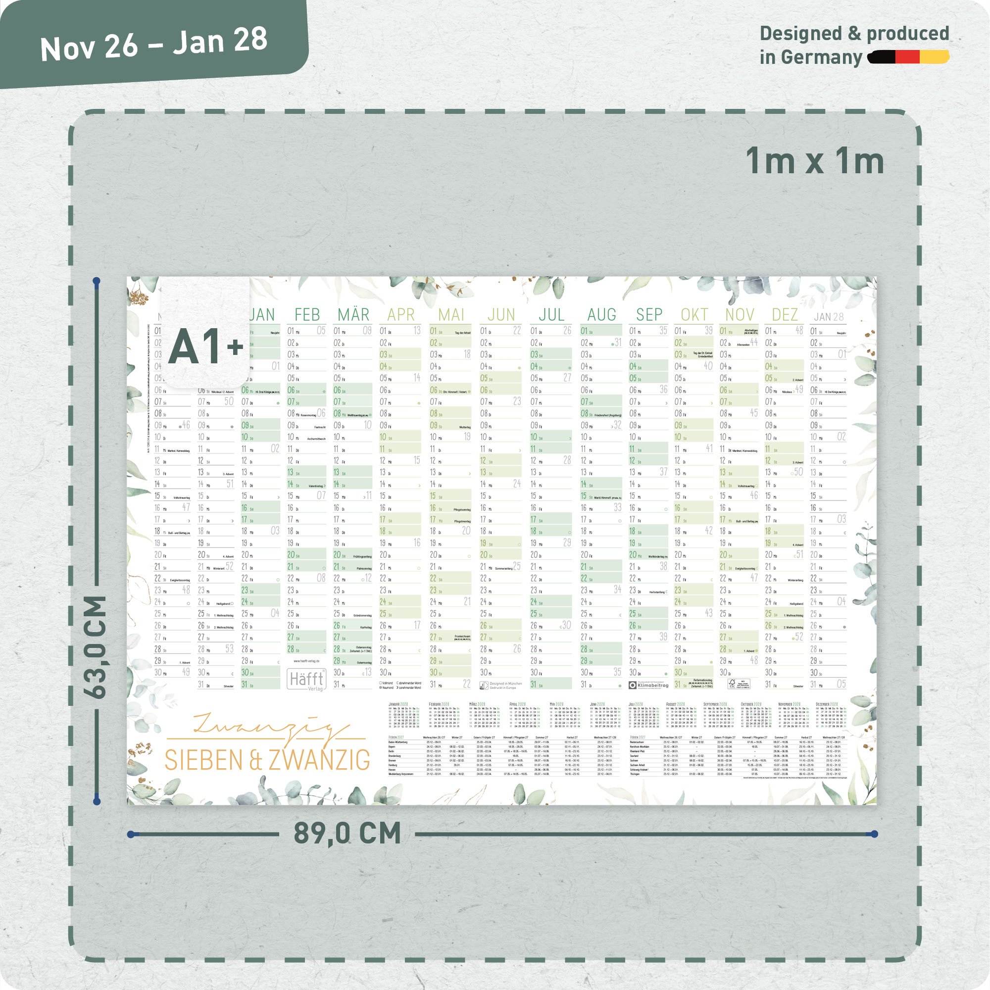 Artikelbild 3 des Artikels “Abwischbarer Wandkalender 2027 A1+ [Blattgold] “