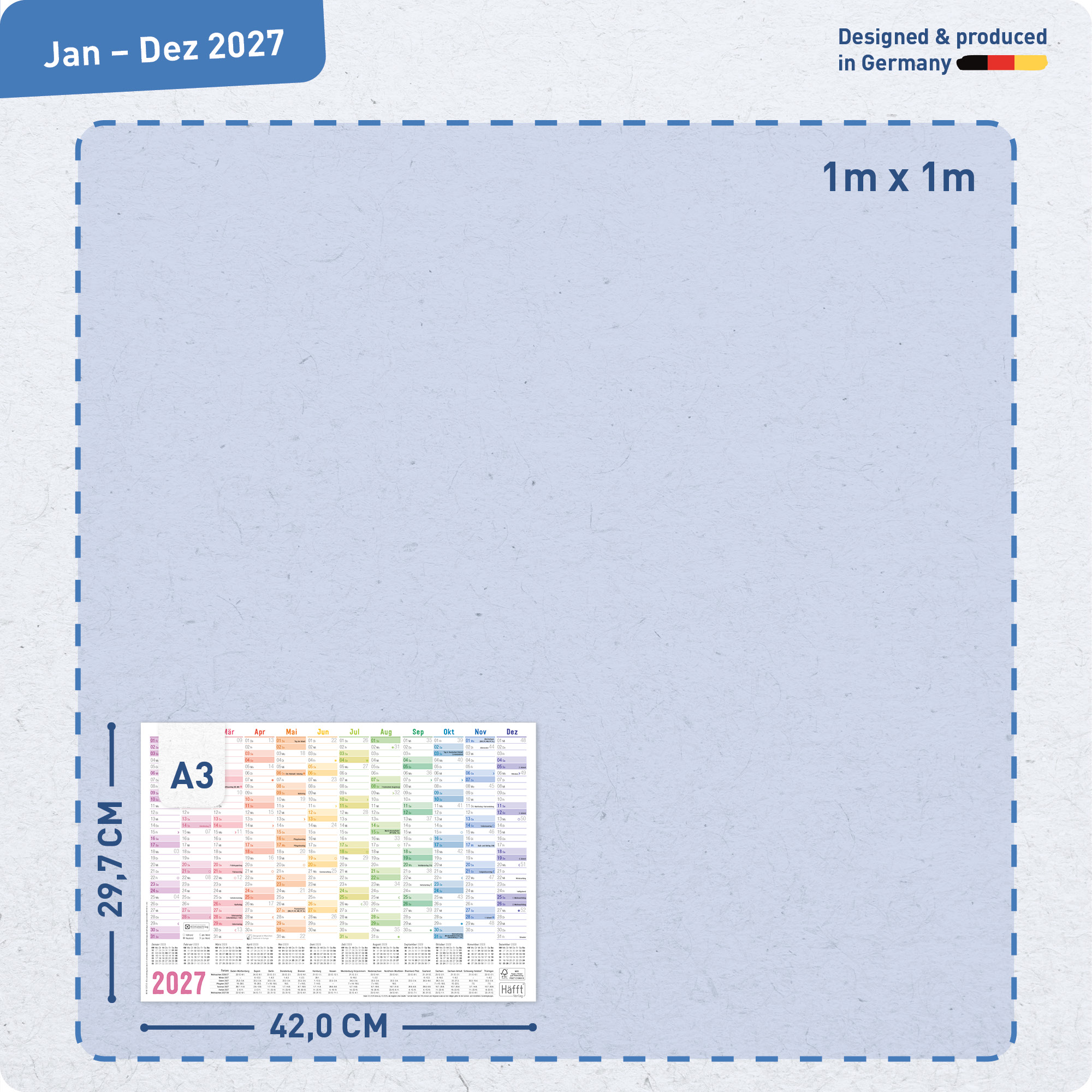 Artikelbild 3 des Artikels “Wandkalender 2027 A3 abwischbar gerollt quer [Rainbow] “