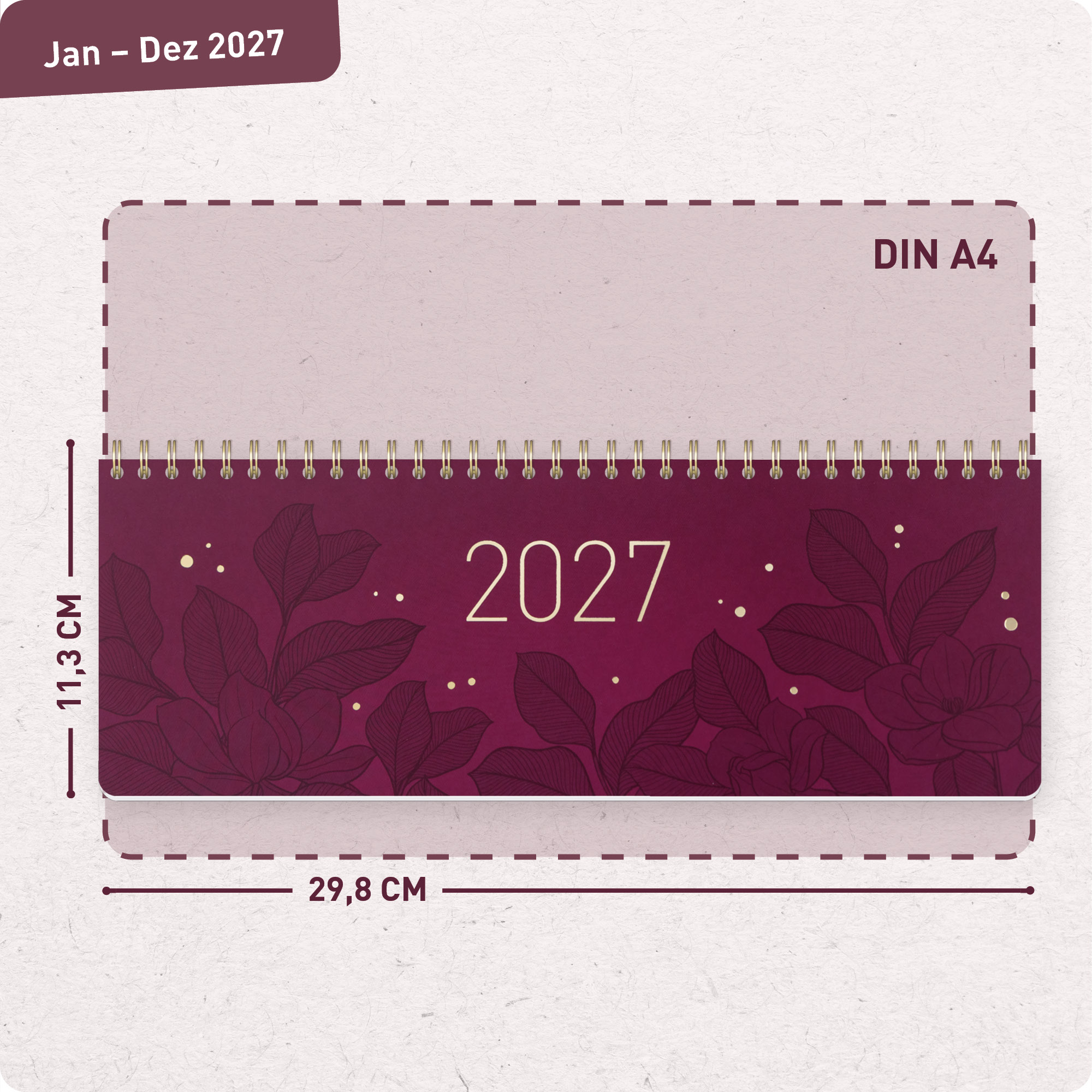 Artikelbild 3 des Artikels “Internationaler Wochen-Tischkalender quer 2027 [Bordeaux Leaves] “