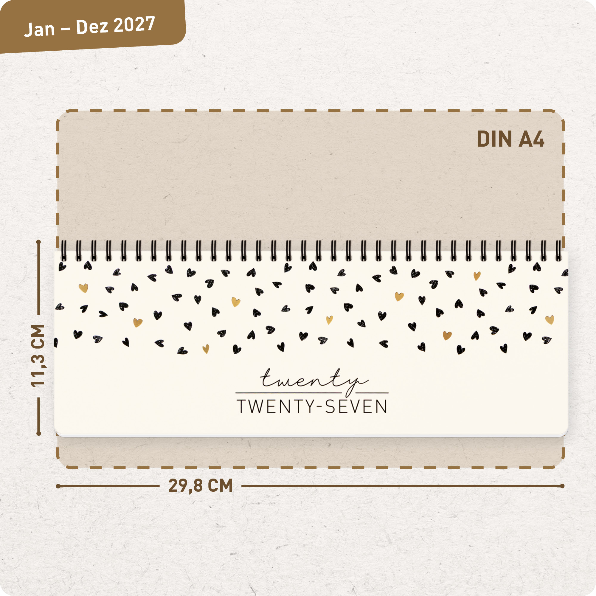Artikelbild 3 des Artikels “Internationaler Wochen-Tischkalender quer 2027 [Golden Hearts] “