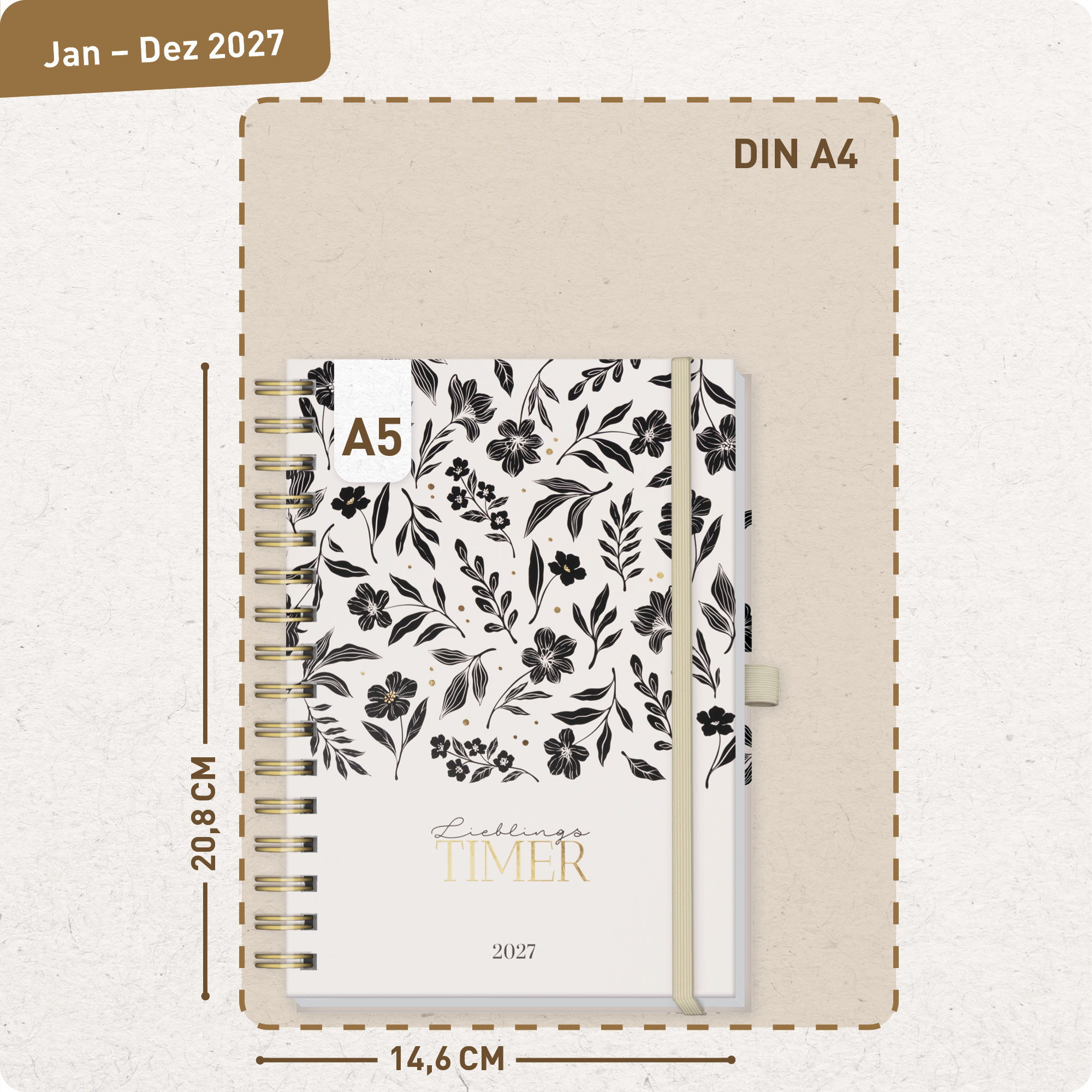 Artikelbild 3 des Artikels “Lieblings-Timer Deluxe A5 2027 [Black Flower] “