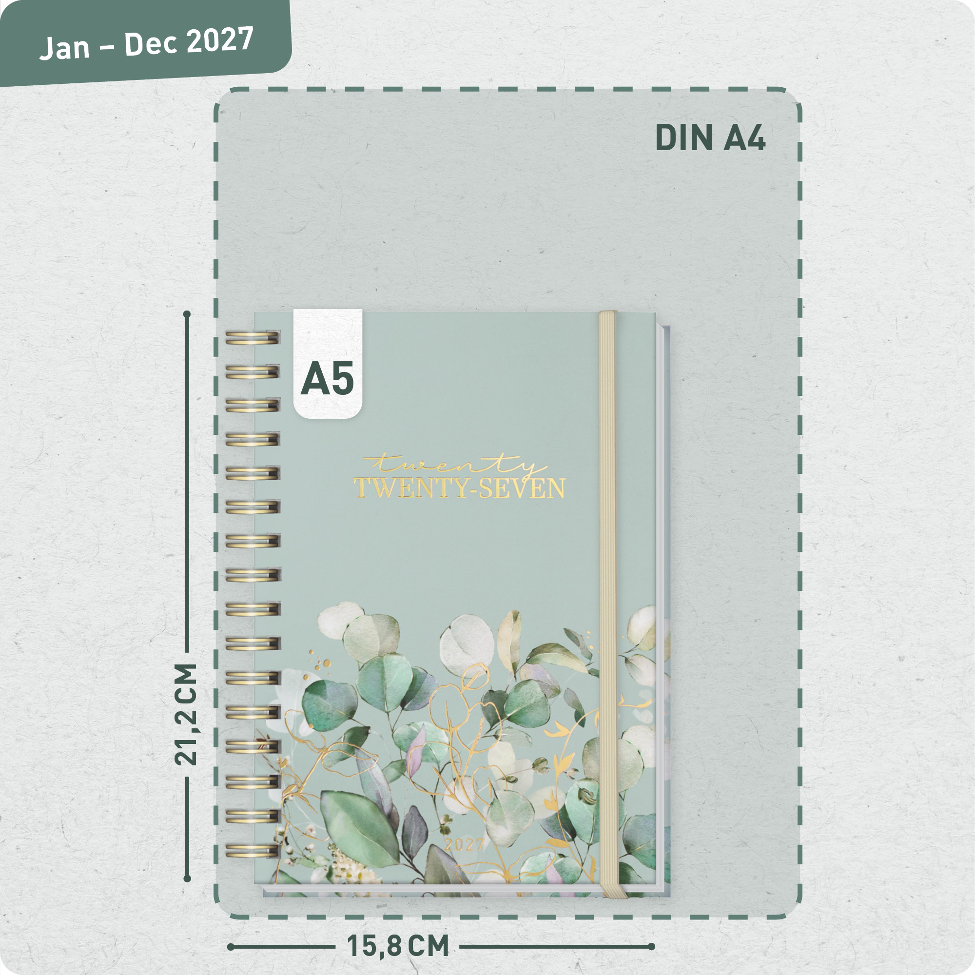 Artikelbild 3 des Artikels “Lieblings-Timer A5 2027 Englisch (+ IT/FR/ES) [Minty Leaves] “