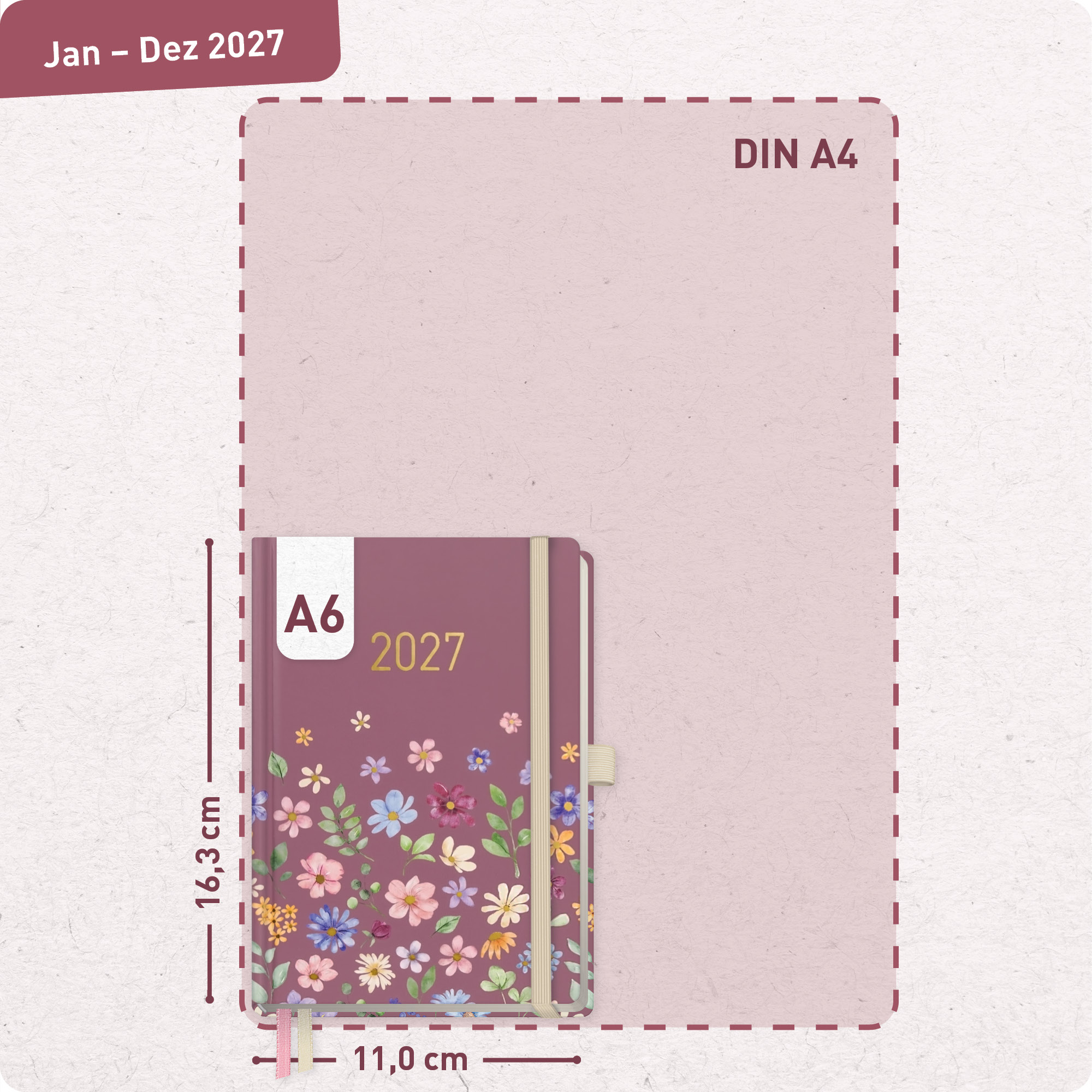 Artikelbild 3 des Artikels “Wochen-Notiz-Kalender A6 2027 [Berry Blossoms] “