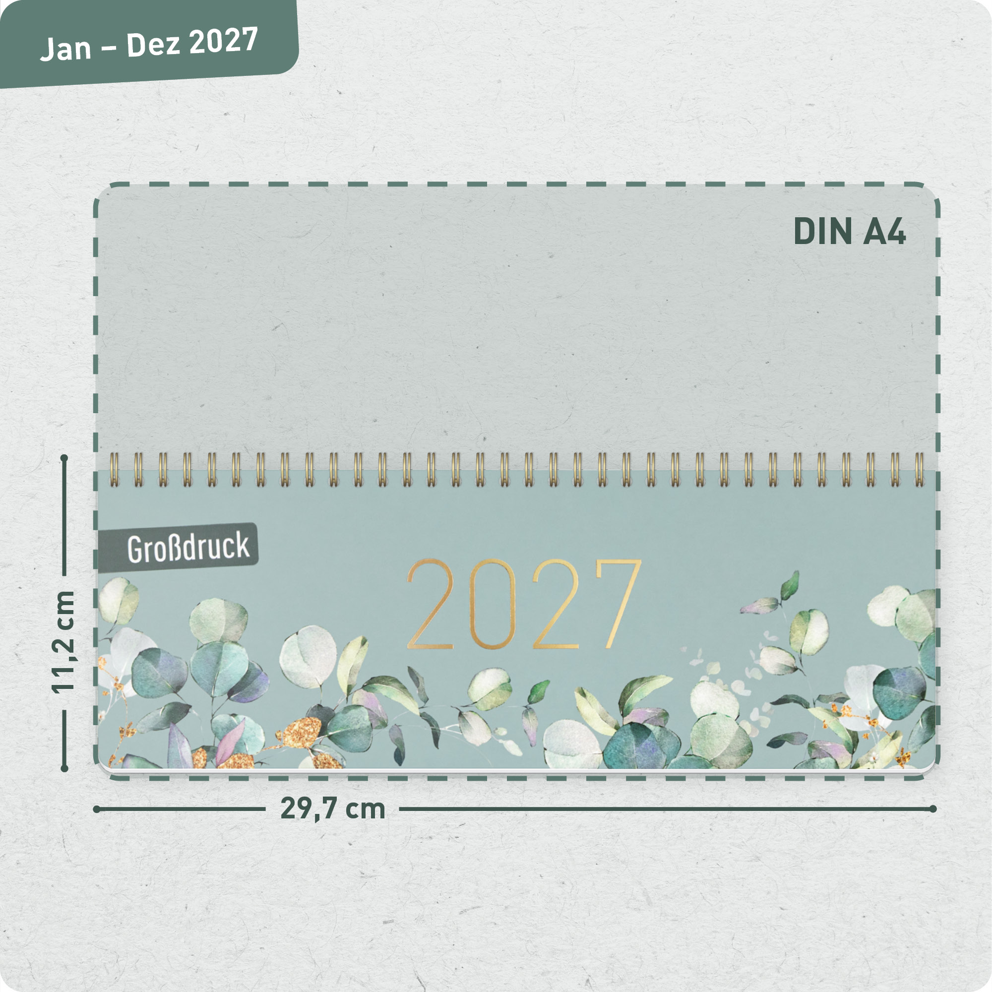 Artikelbild 3 des Artikels “Wochen-Tischkalender 2027 Großdruckkalender quer [Minty Leaves] “