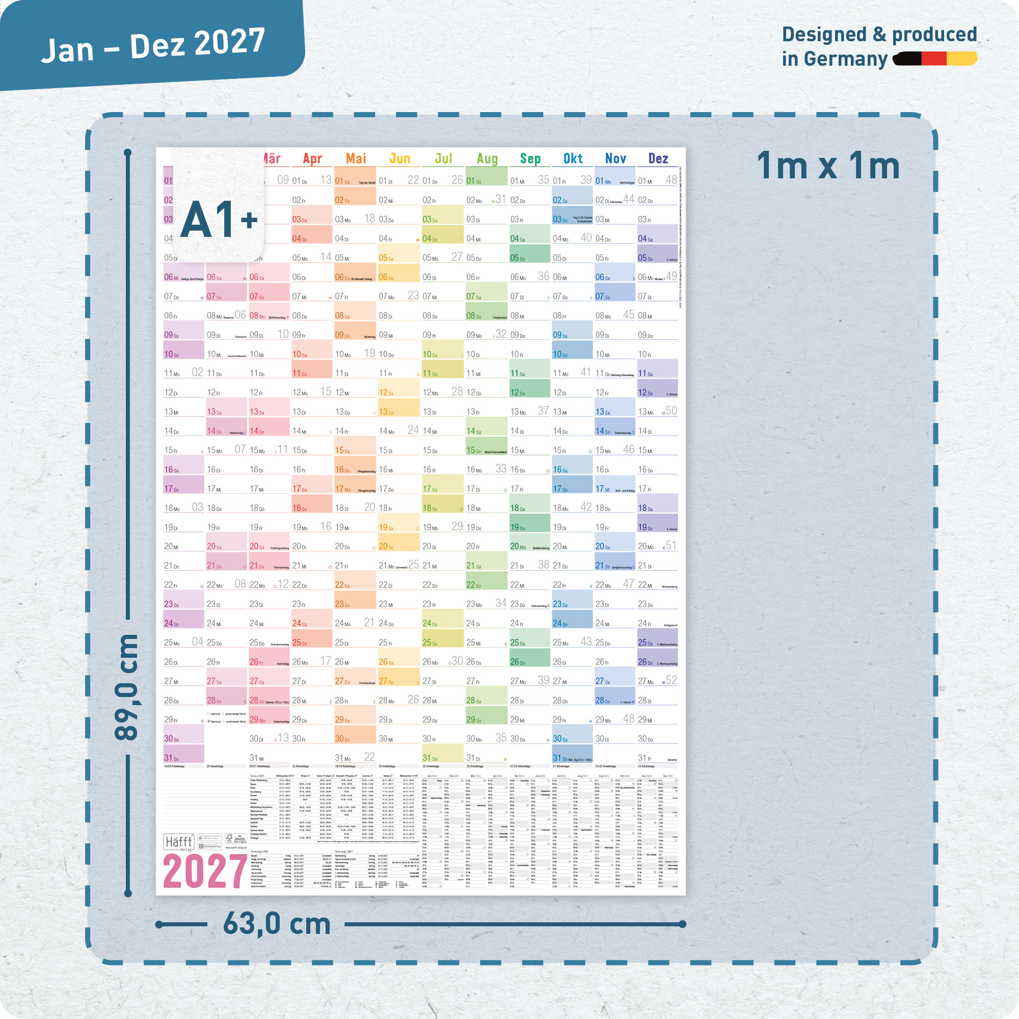 Artikelbild 3 des Artikels “XXL Wandkalender 2027 A1+ Hochformat [Rainbow] “