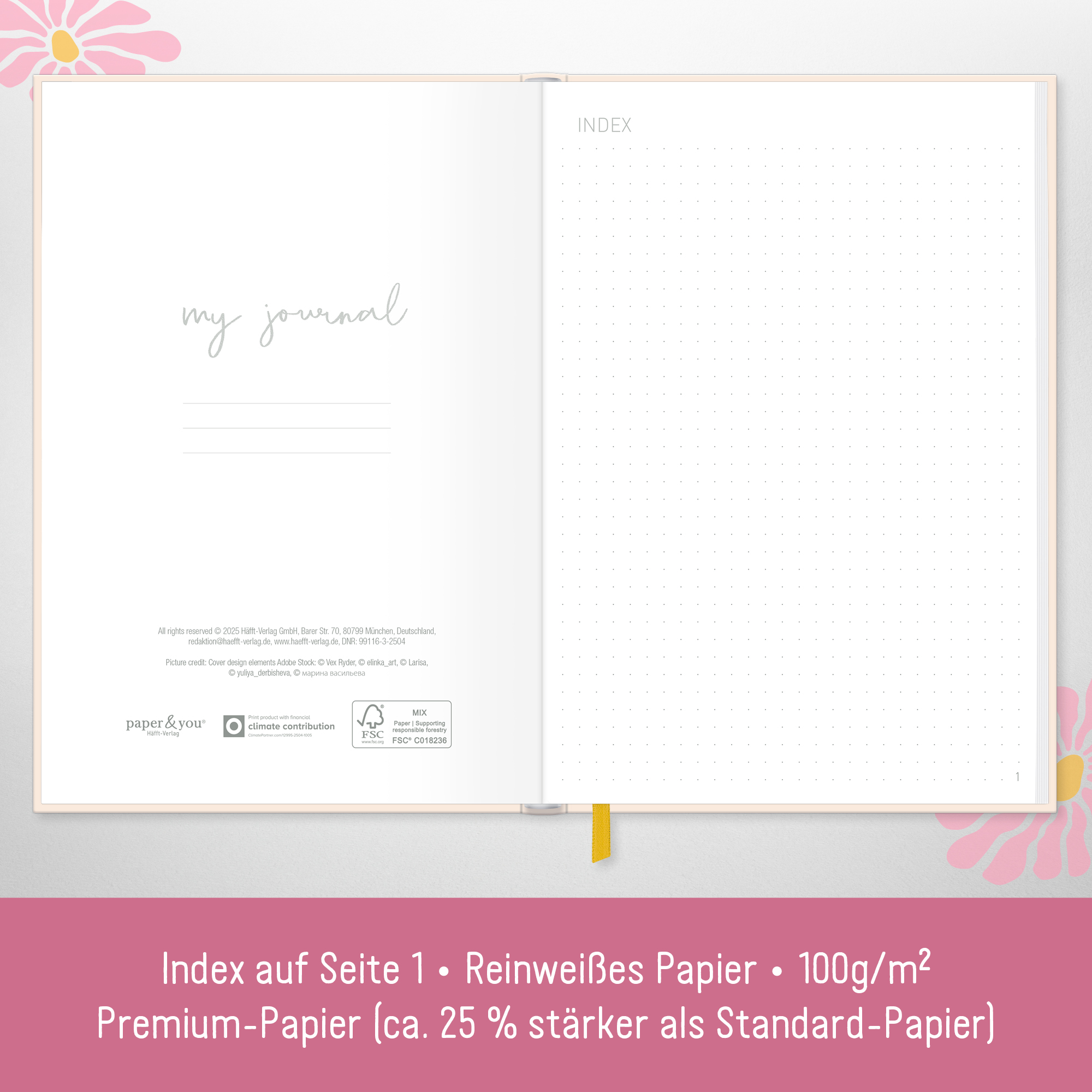 Artikelbild 3 des Artikels “paper&you Journal dotted A5 [Pink Flowers] “