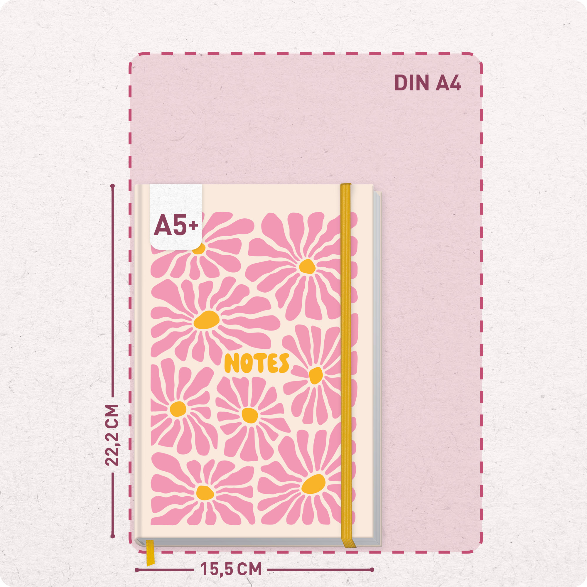 Artikelbild 3 des Artikels “paper&you Notizbuch A5+ blanko [Pink Flowers] “